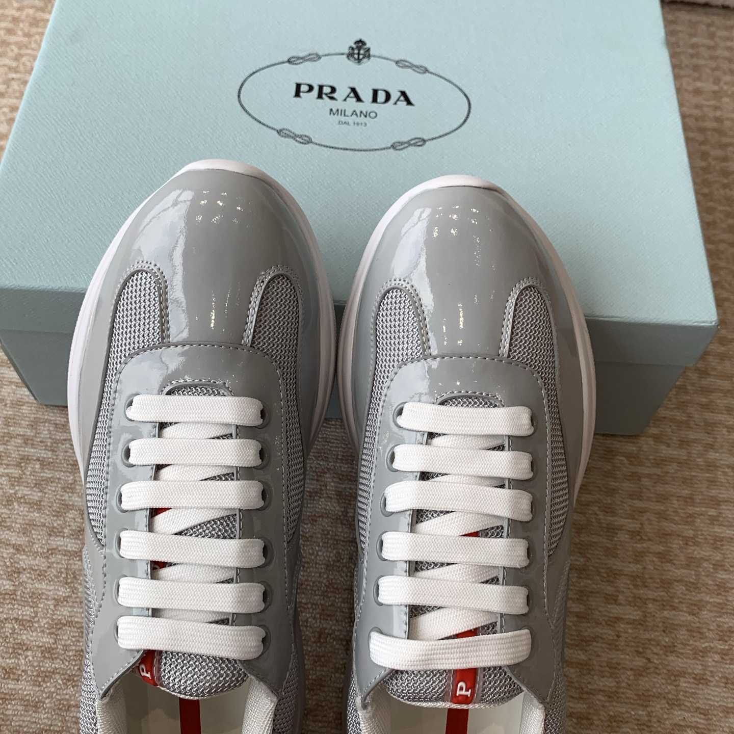 Patent Leather And Technical Fabric Prada America's Cup Sneakers - EUR FASHION