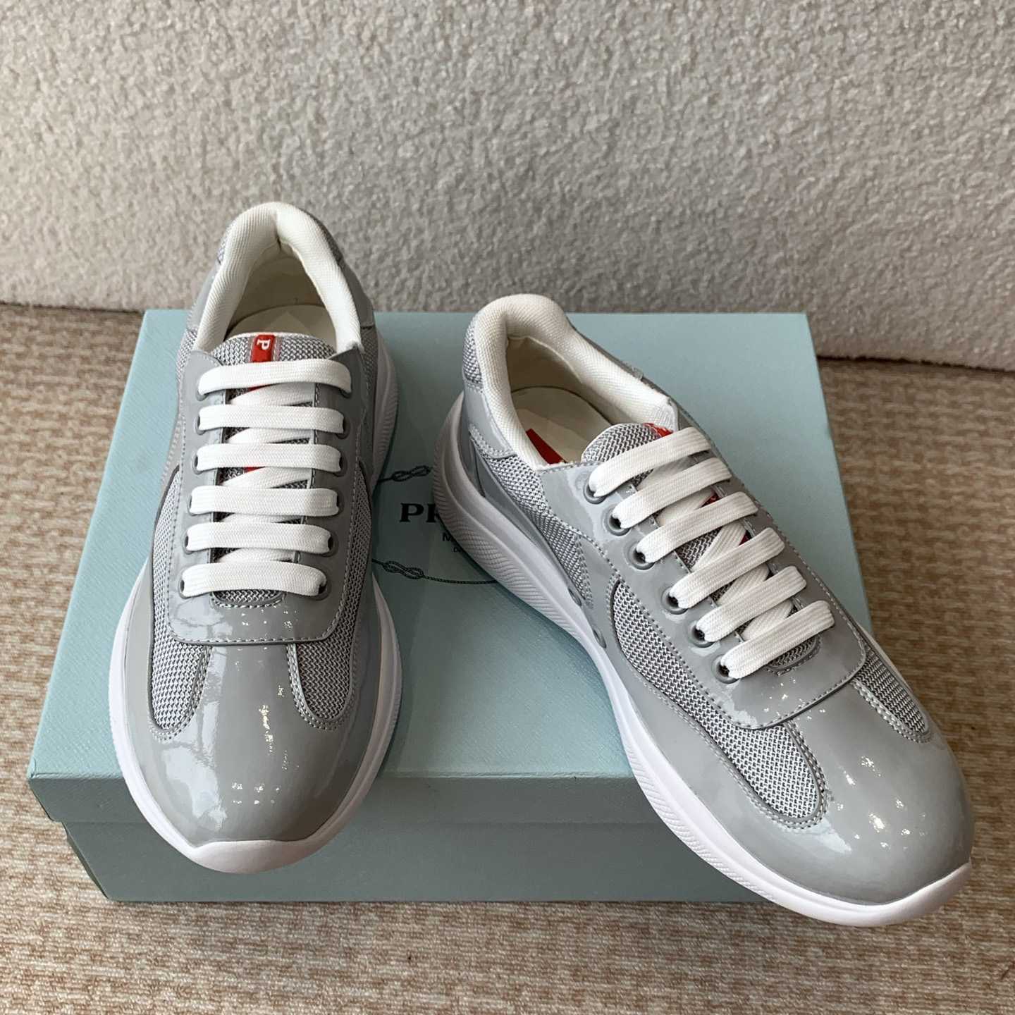 Patent Leather And Technical Fabric Prada America's Cup Sneakers - EUR FASHION