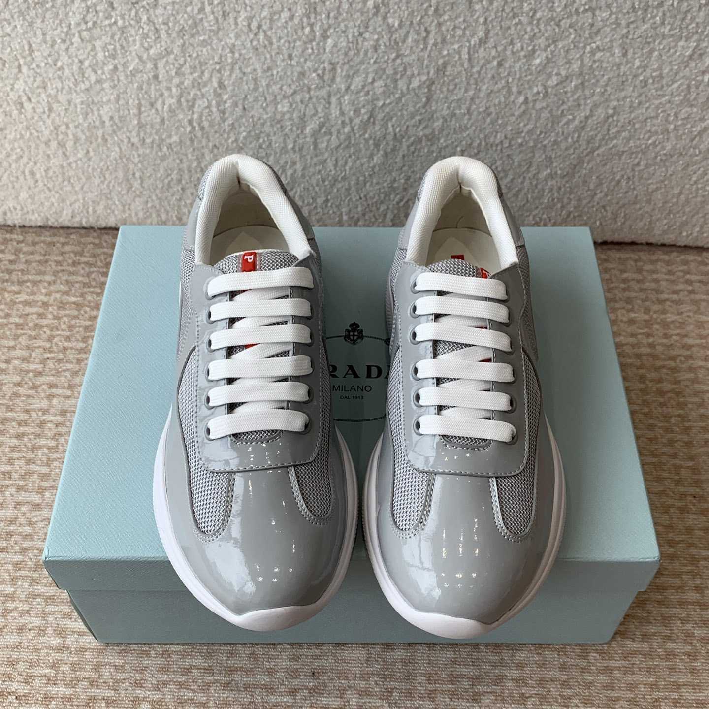 Patent Leather And Technical Fabric Prada America's Cup Sneakers - EUR FASHION