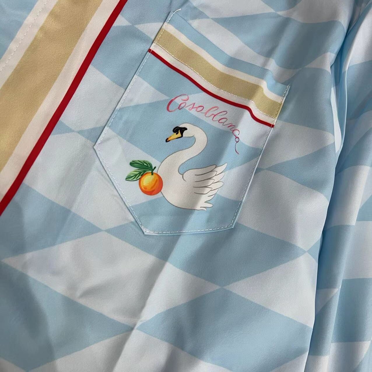 Casablanca Damiers Et Cygne Bleu Silk Twill Shirt - EUR FASHION