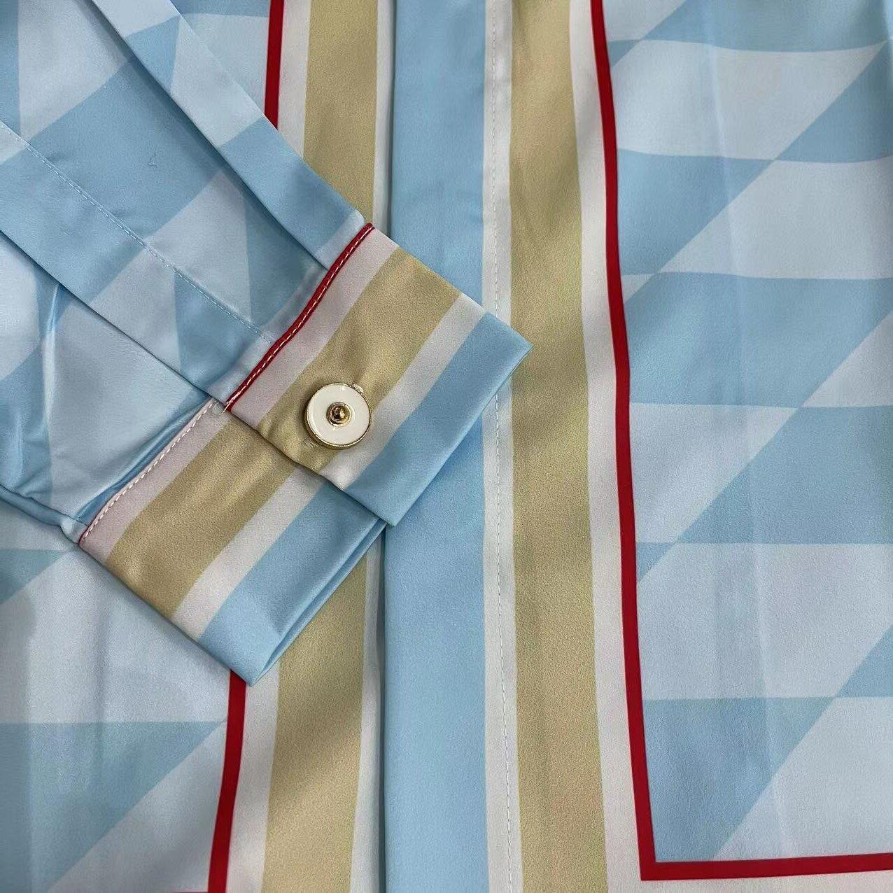 Casablanca Damiers Et Cygne Bleu Silk Twill Shirt - EUR FASHION