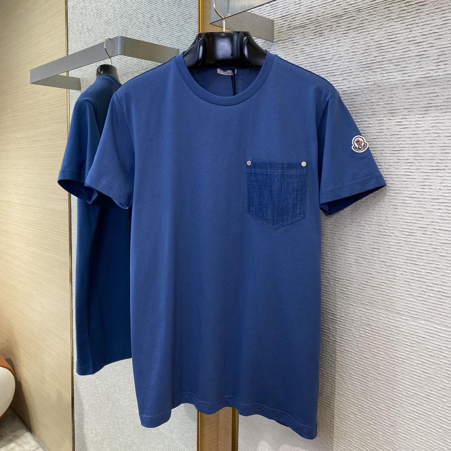 Moncler Cotton & Denim T-shirt With Pocket - EUR FASHION