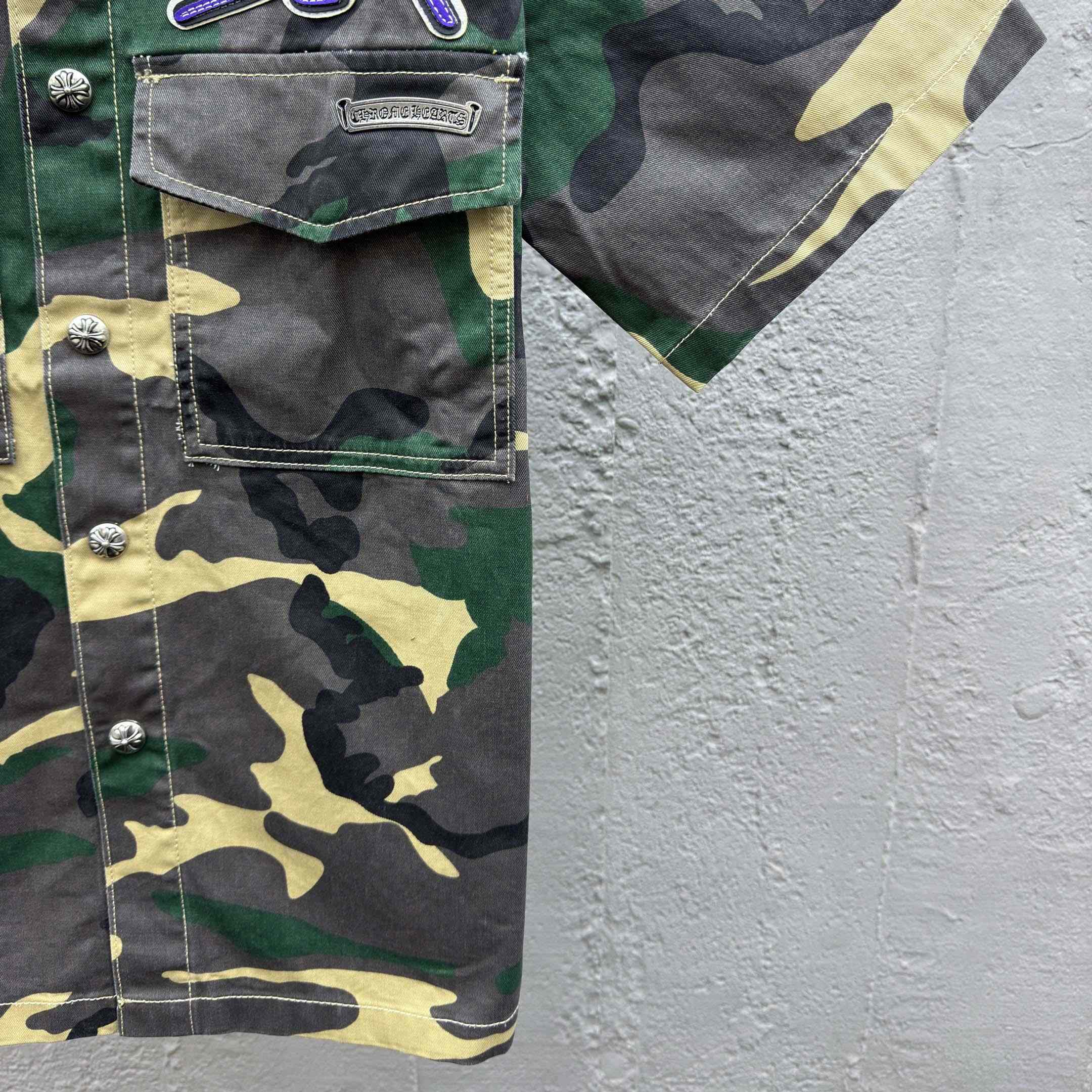 Chrome Hearts Matty Boy Sex Records Camo Cropped Button Up - EUR FASHION