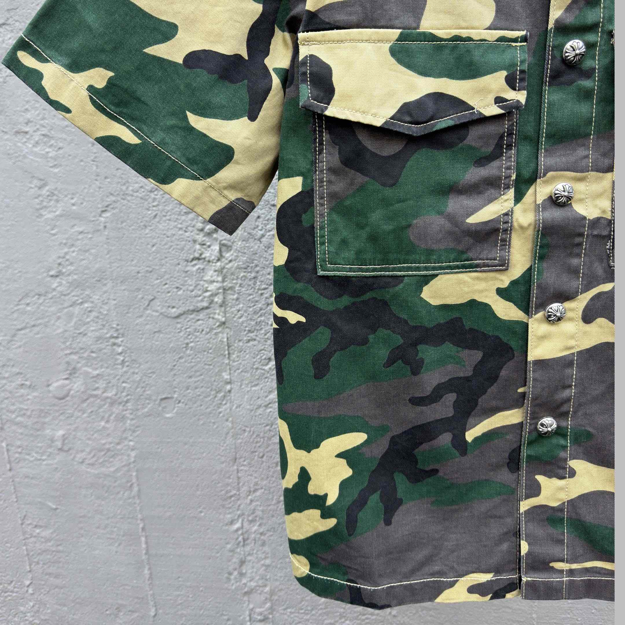 Chrome Hearts Matty Boy Sex Records Camo Cropped Button Up - EUR FASHION