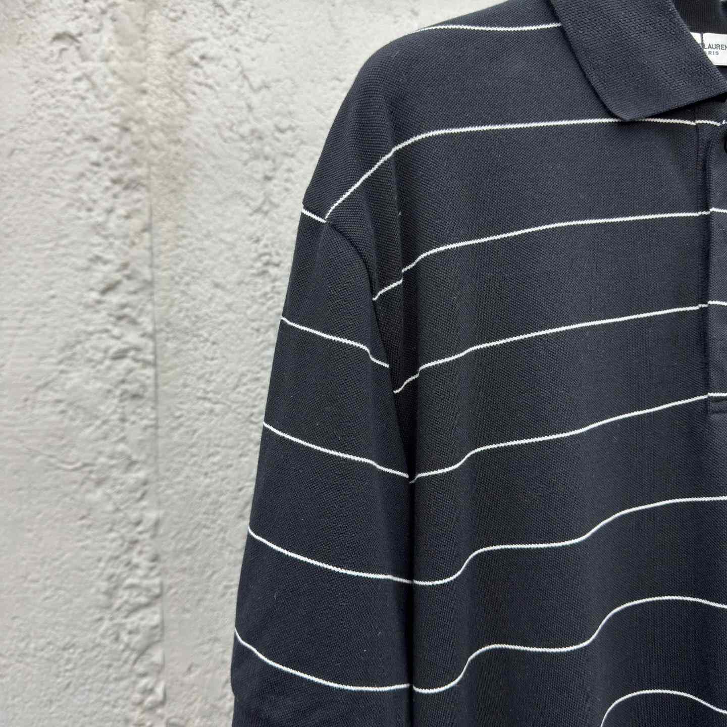 Saint Laurent Cassandre Polo Shirt In Striped Pique - EUR FASHION