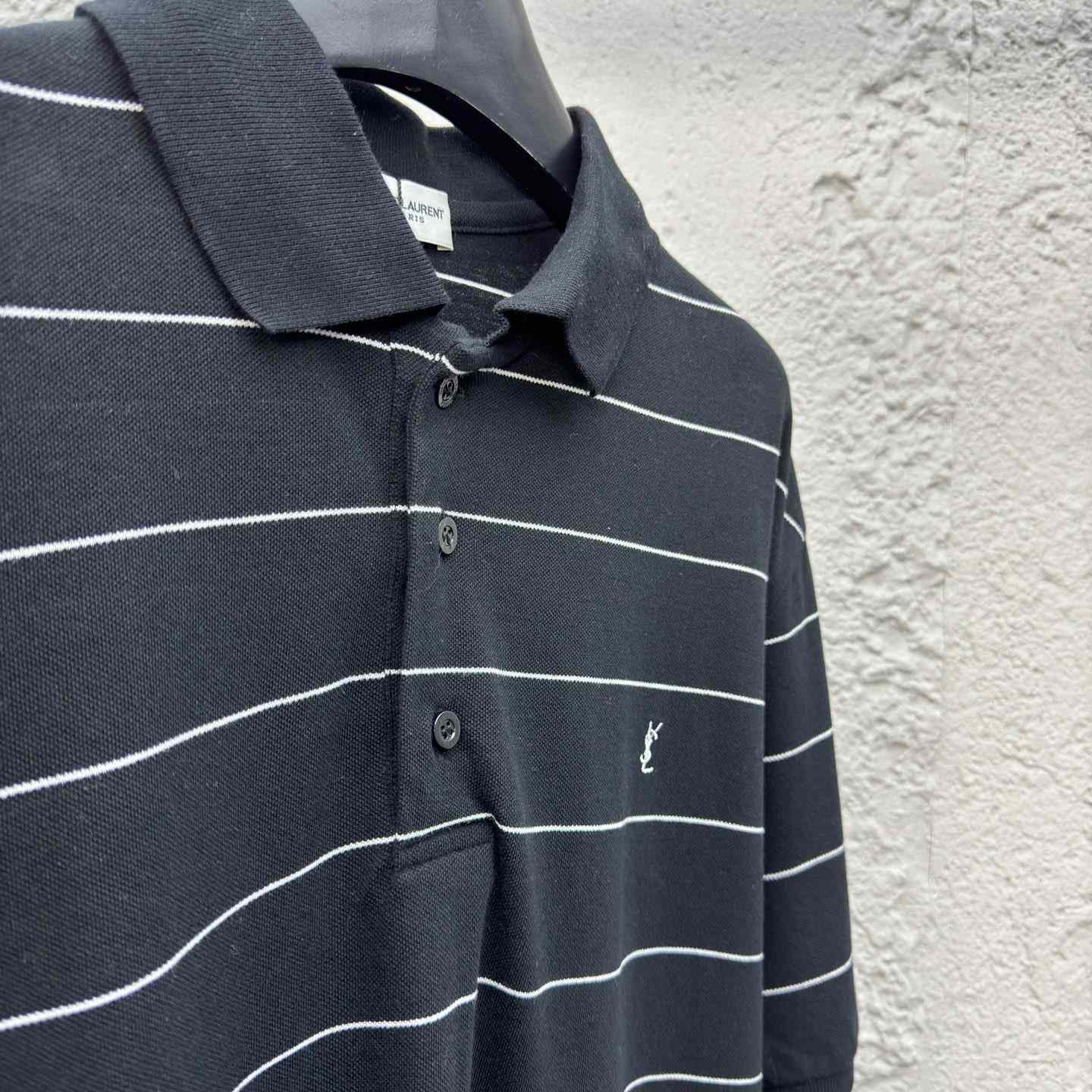 Saint Laurent Cassandre Polo Shirt In Striped Pique - EUR FASHION