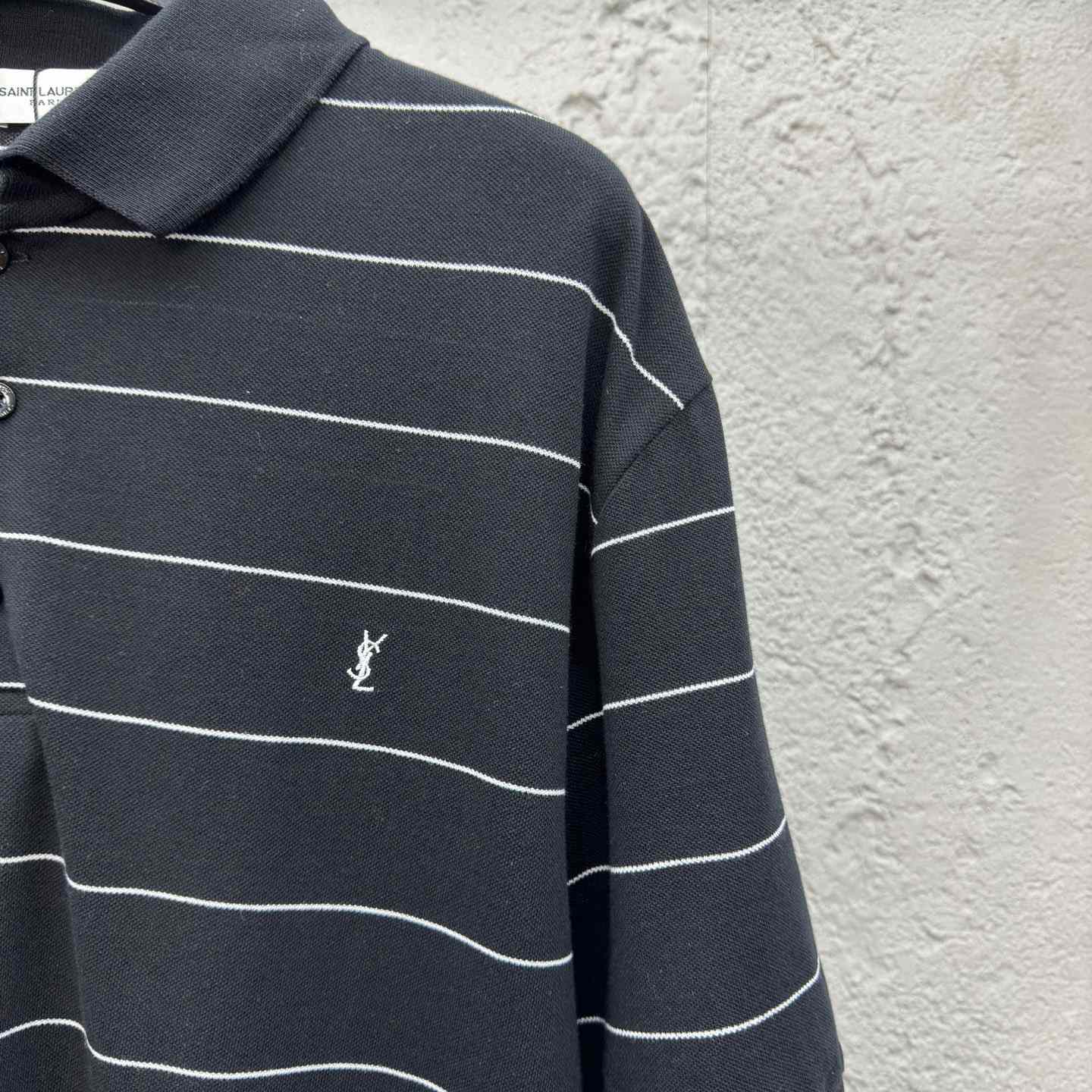 Saint Laurent Cassandre Polo Shirt In Striped Pique - EUR FASHION