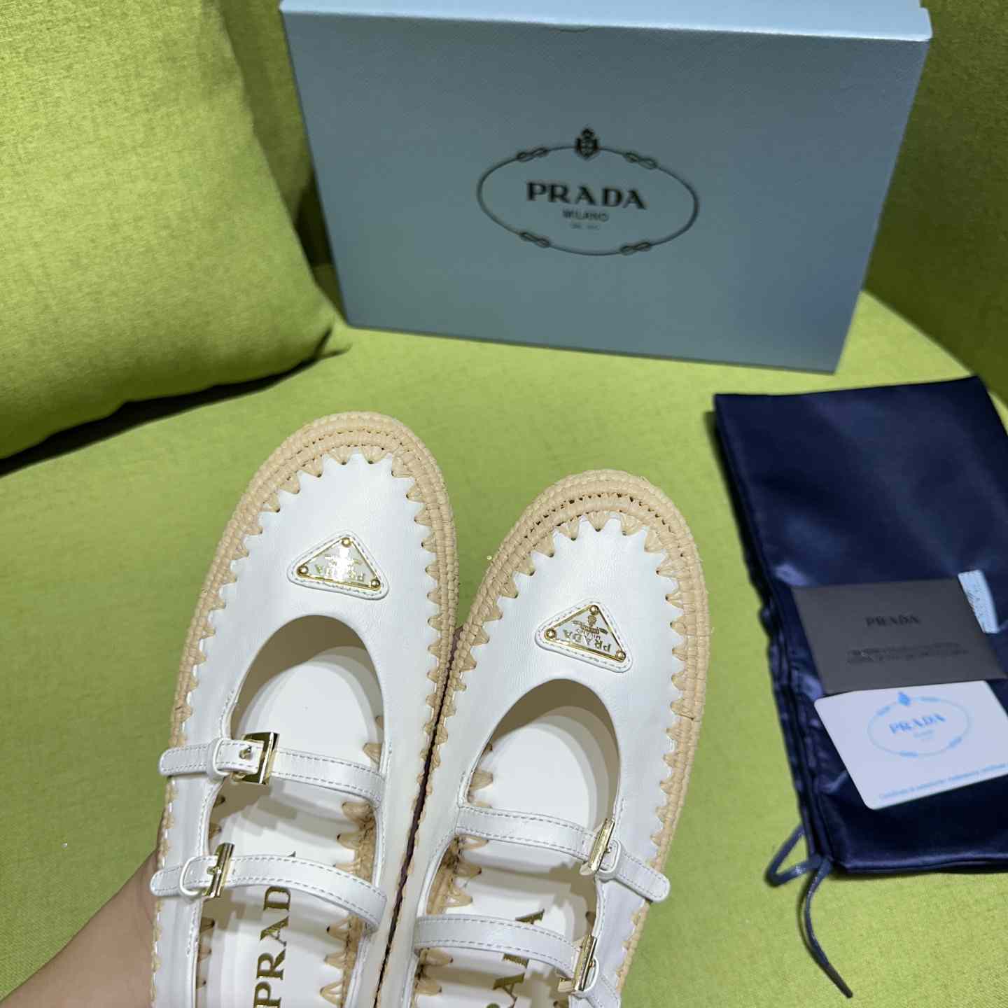 Prada Nappa Leather And Raffia Ballerinas - EUR FASHION