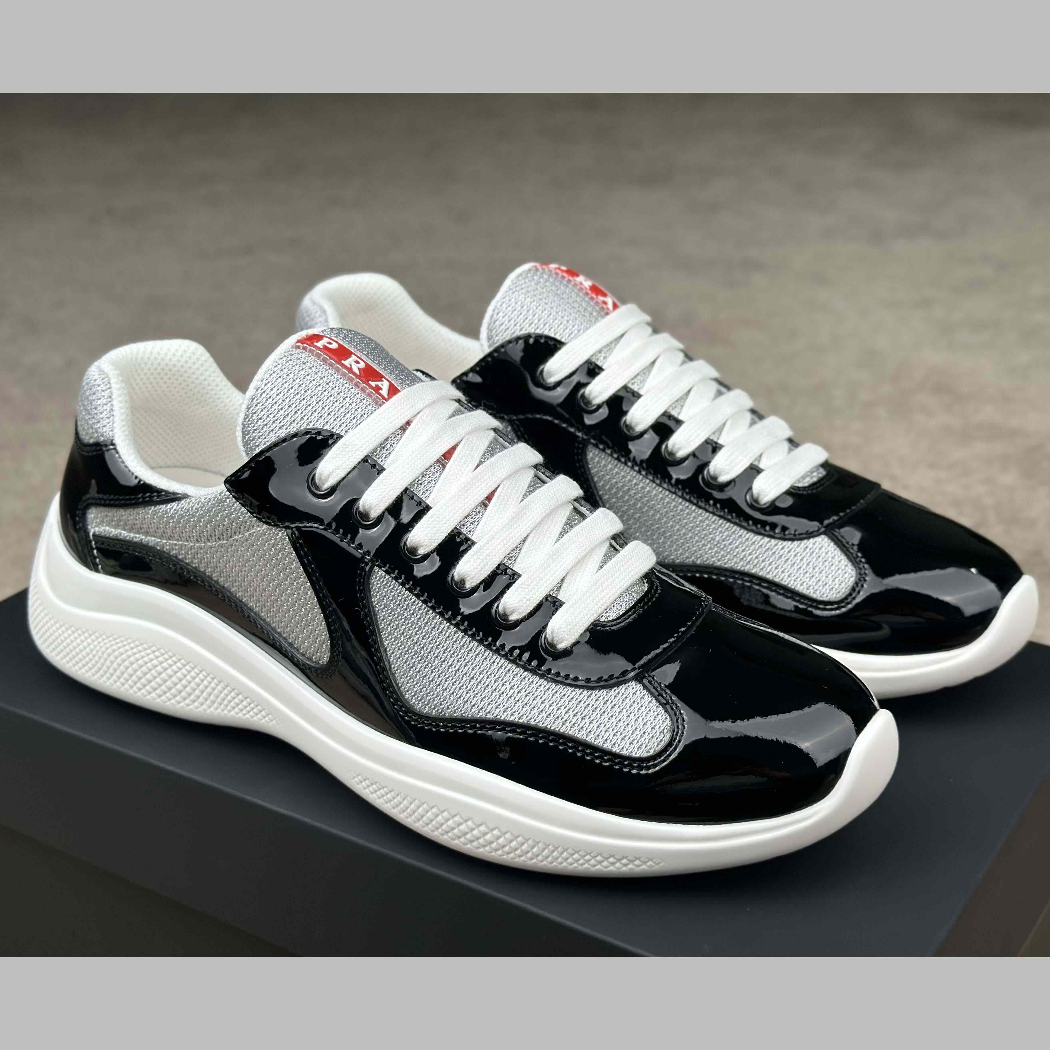 Prada Patent Leather And Technical Fabric Prada America's Cup Sneakers - EUR FASHION