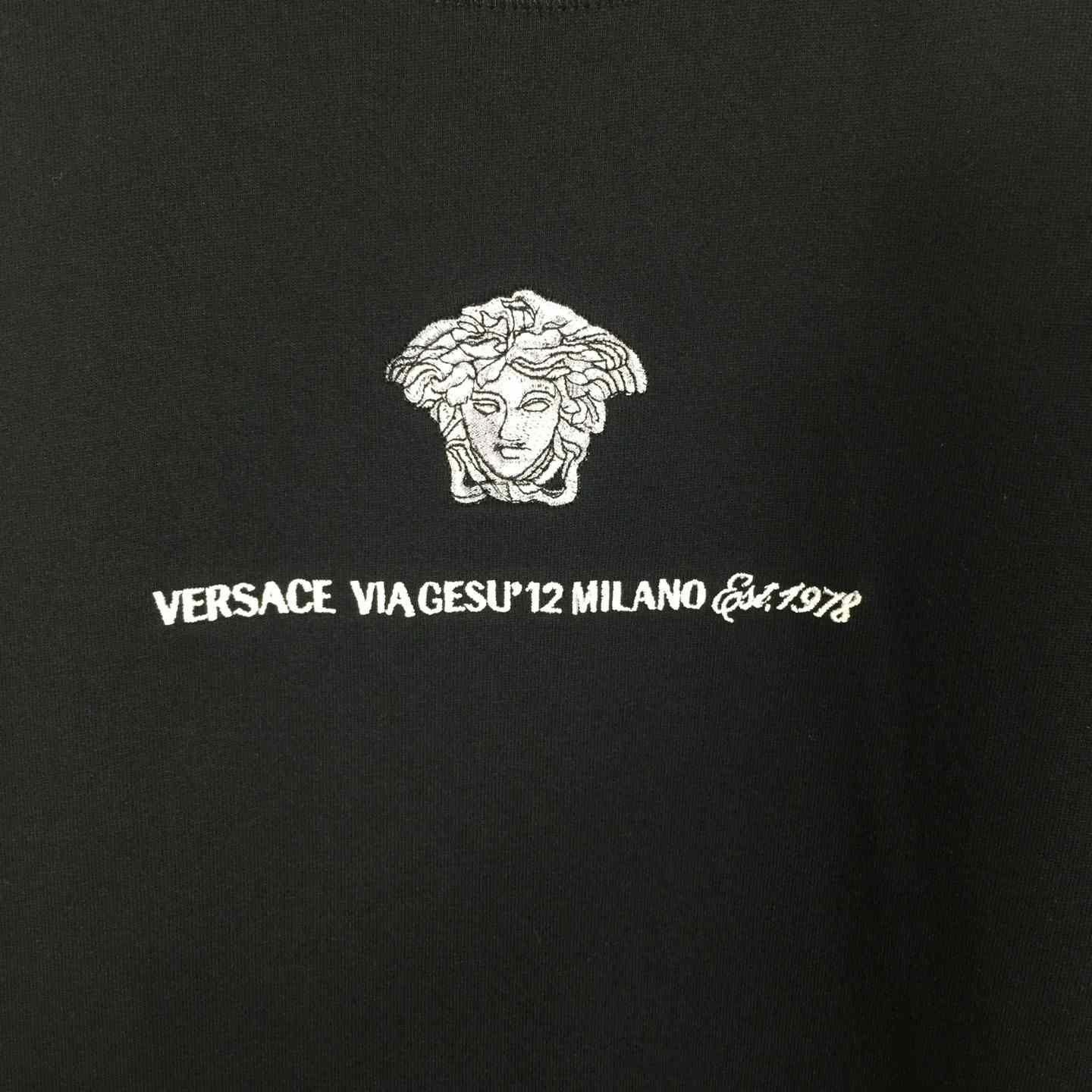 Versace  Embroidered Medusa Milano T-Shirt - EUR FASHION