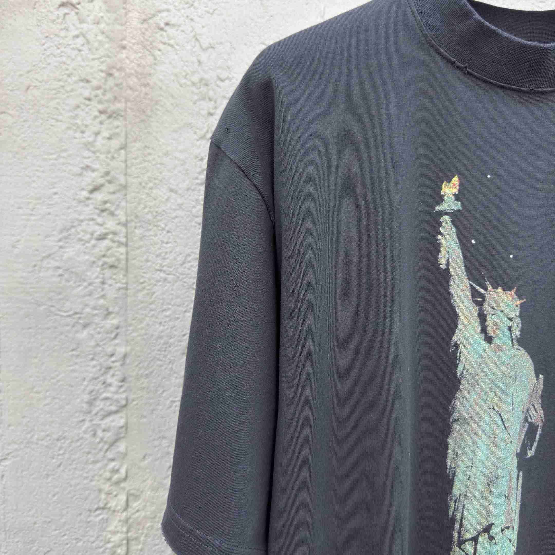 Balenciaga Paris Liberty T-Shirt Medium Fit In Black Vintage Jersey - EUR FASHION