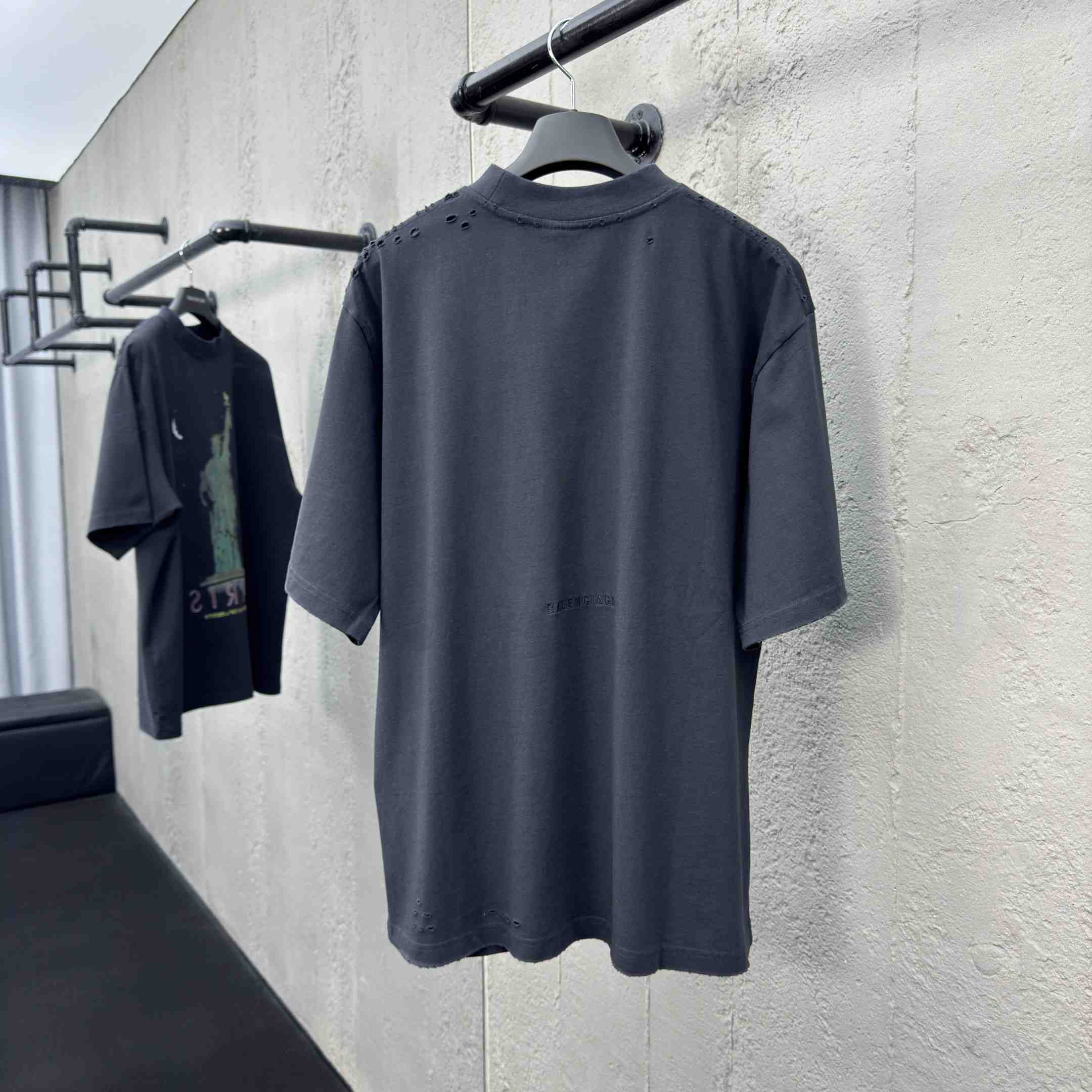 Balenciaga Paris Liberty T-Shirt Medium Fit In Black Vintage Jersey - EUR FASHION