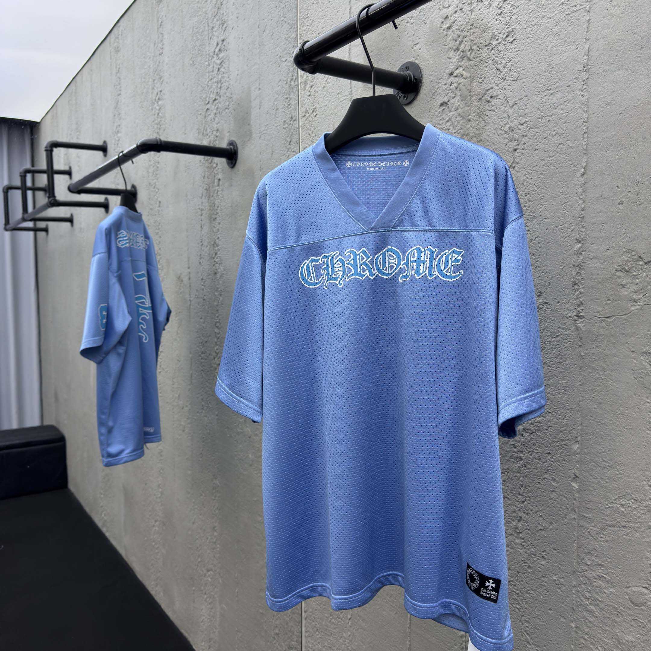 Chrome Hearts Stadium Mesh Short Sleeve Jersey Blue - EUR FASHION
