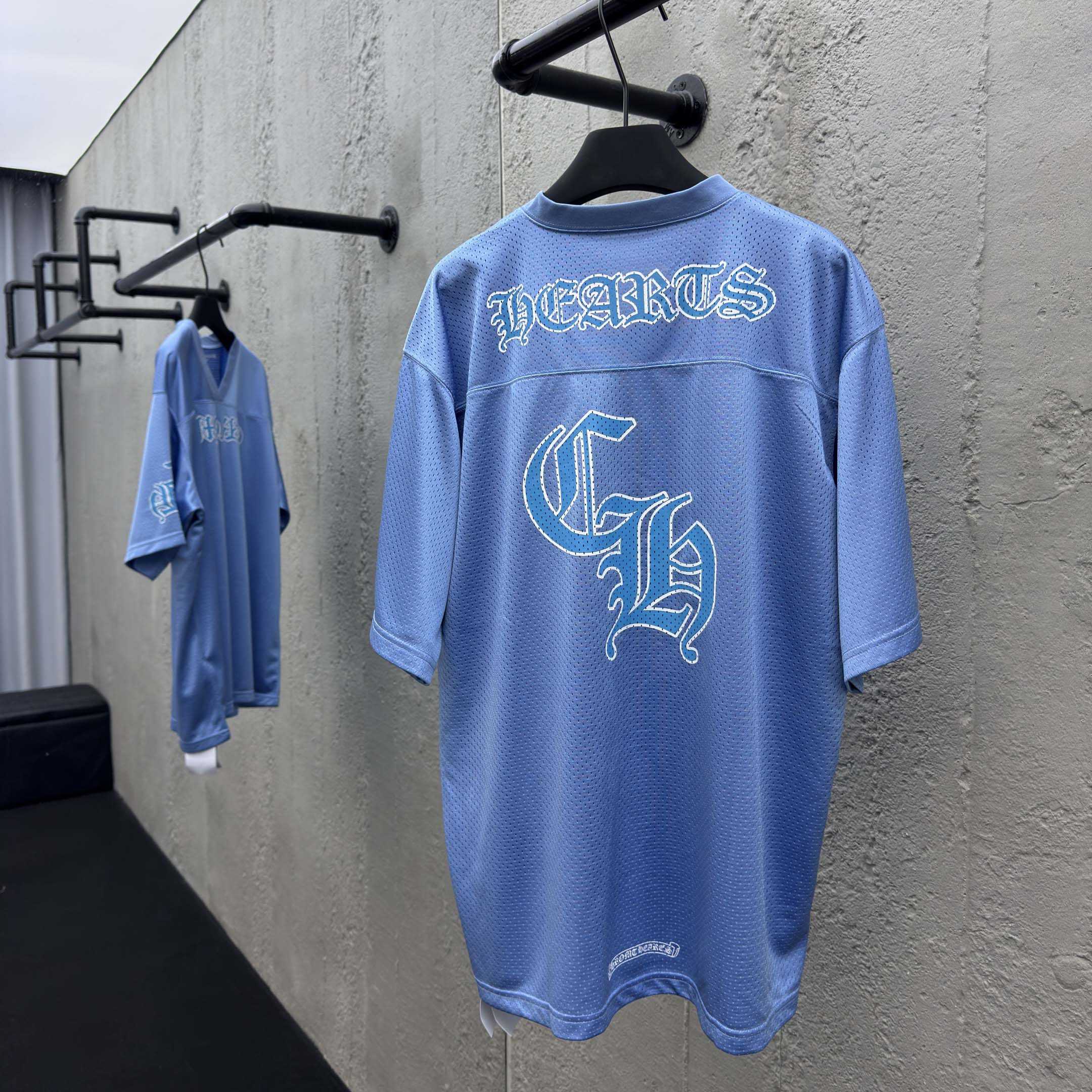 Chrome Hearts Stadium Mesh Short Sleeve Jersey Blue - EUR FASHION