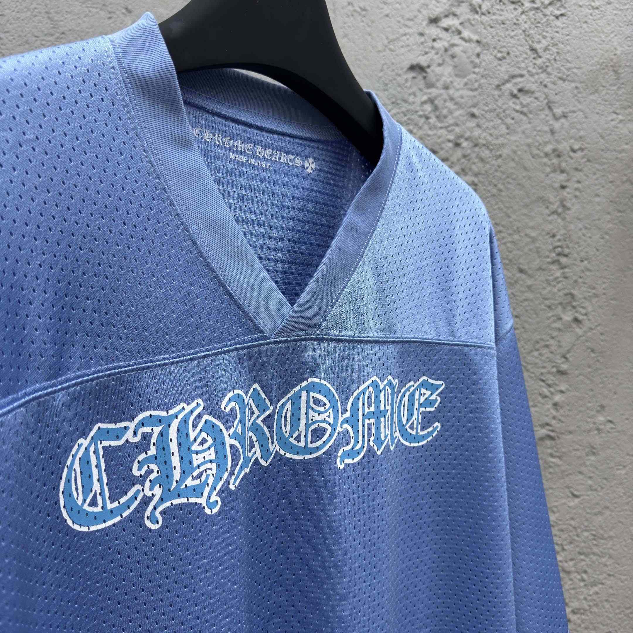 Chrome Hearts Stadium Mesh Short Sleeve Jersey Blue - EUR FASHION