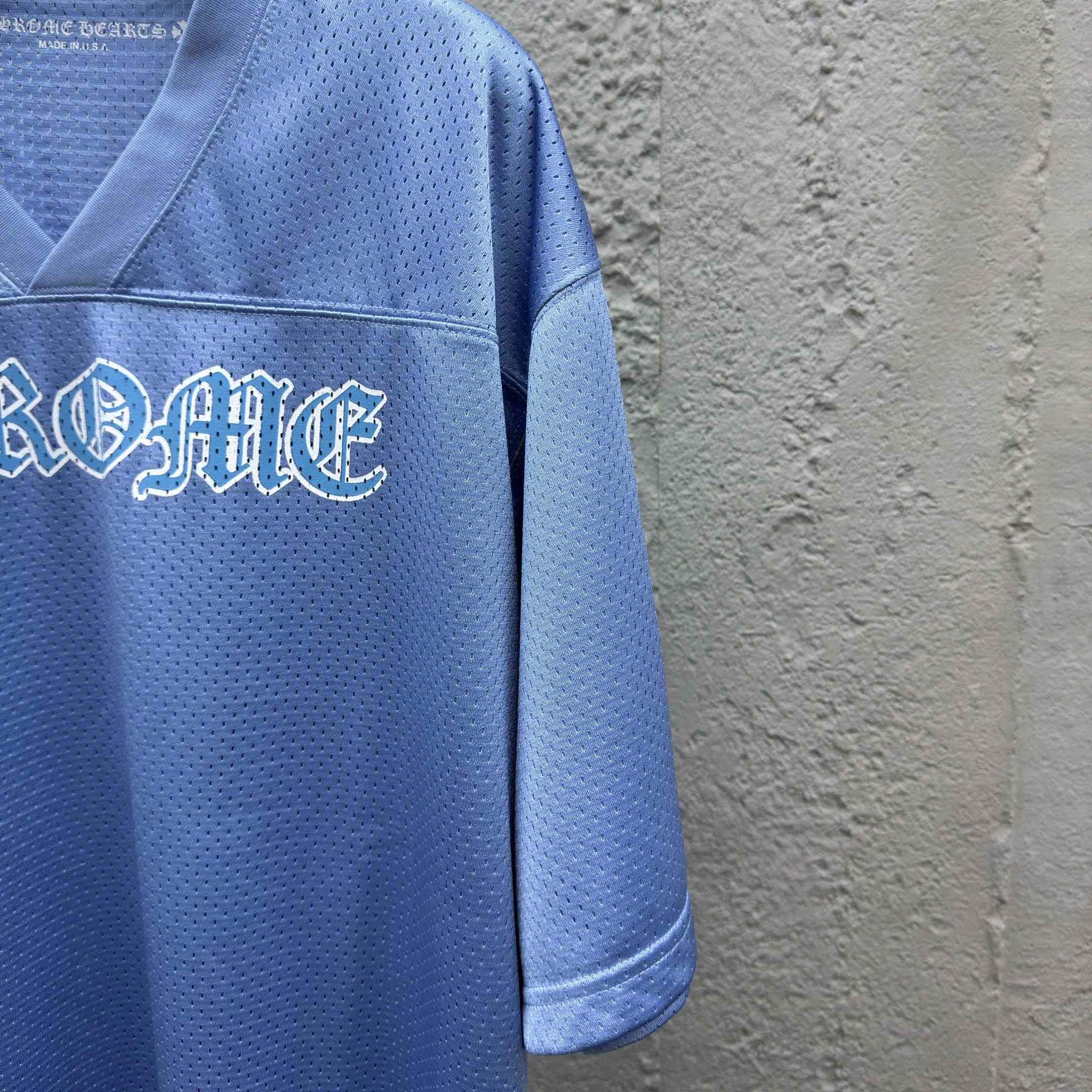 Chrome Hearts Stadium Mesh Short Sleeve Jersey Blue - EUR FASHION