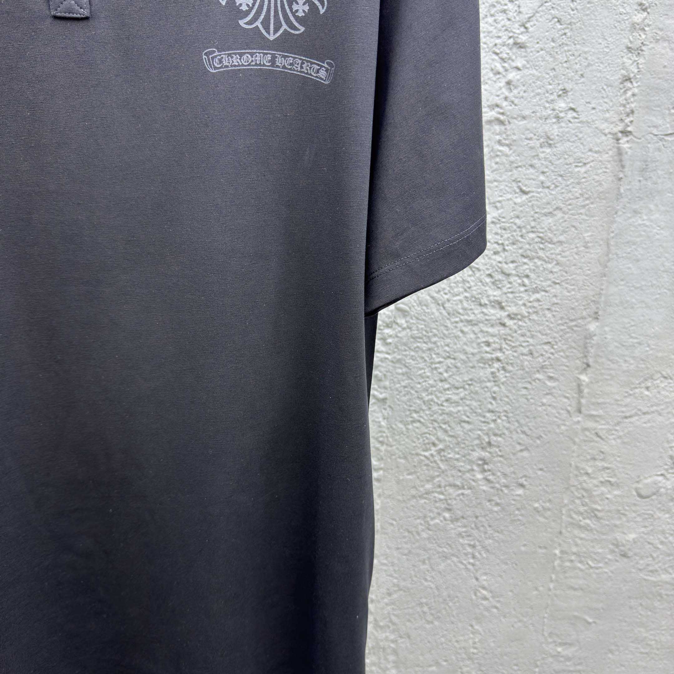 Chrome Heart Logo 3 Button Polo Tee - EUR FASHION