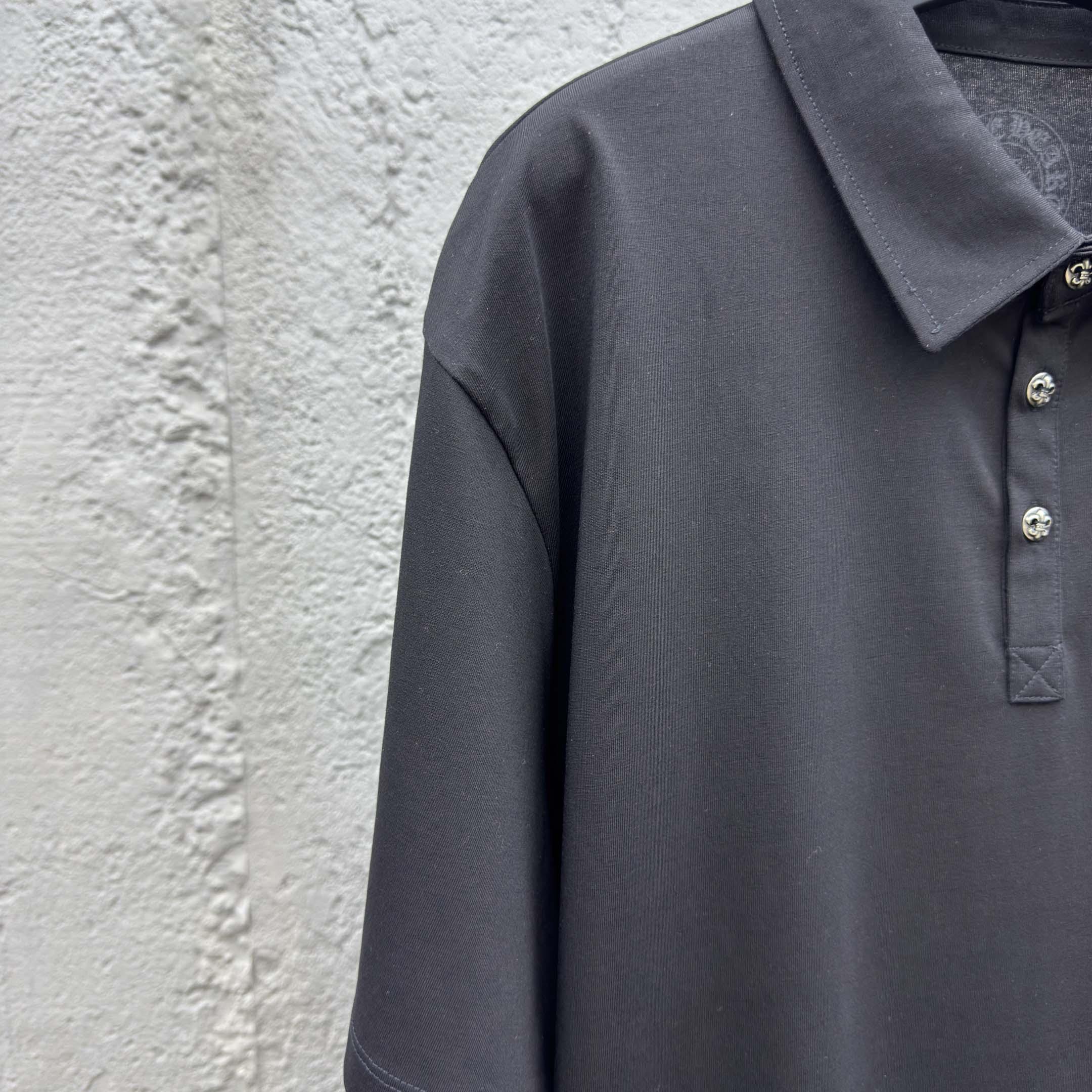 Chrome Heart Logo 3 Button Polo Tee - EUR FASHION