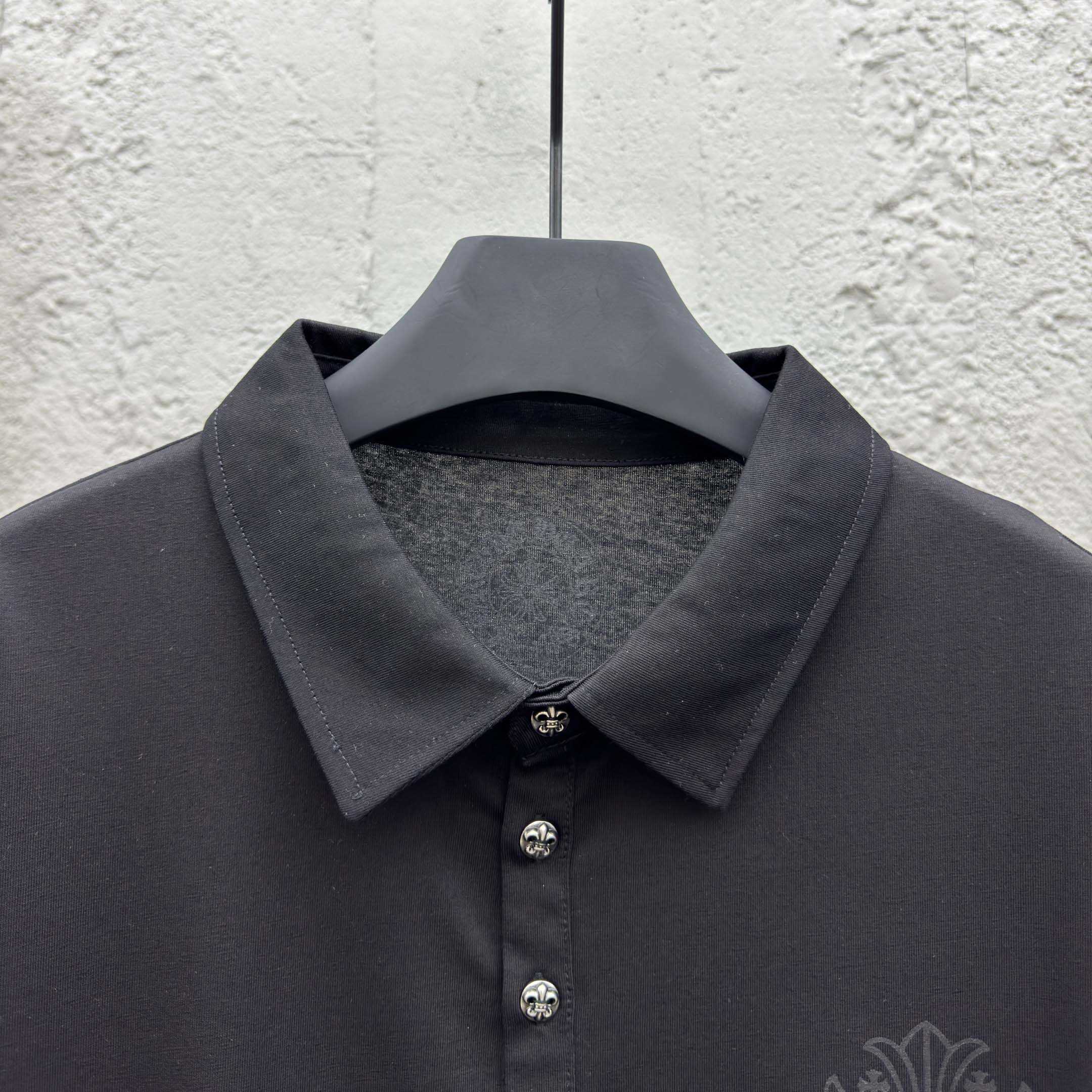 Chrome Heart Logo 3 Button Polo Tee - EUR FASHION