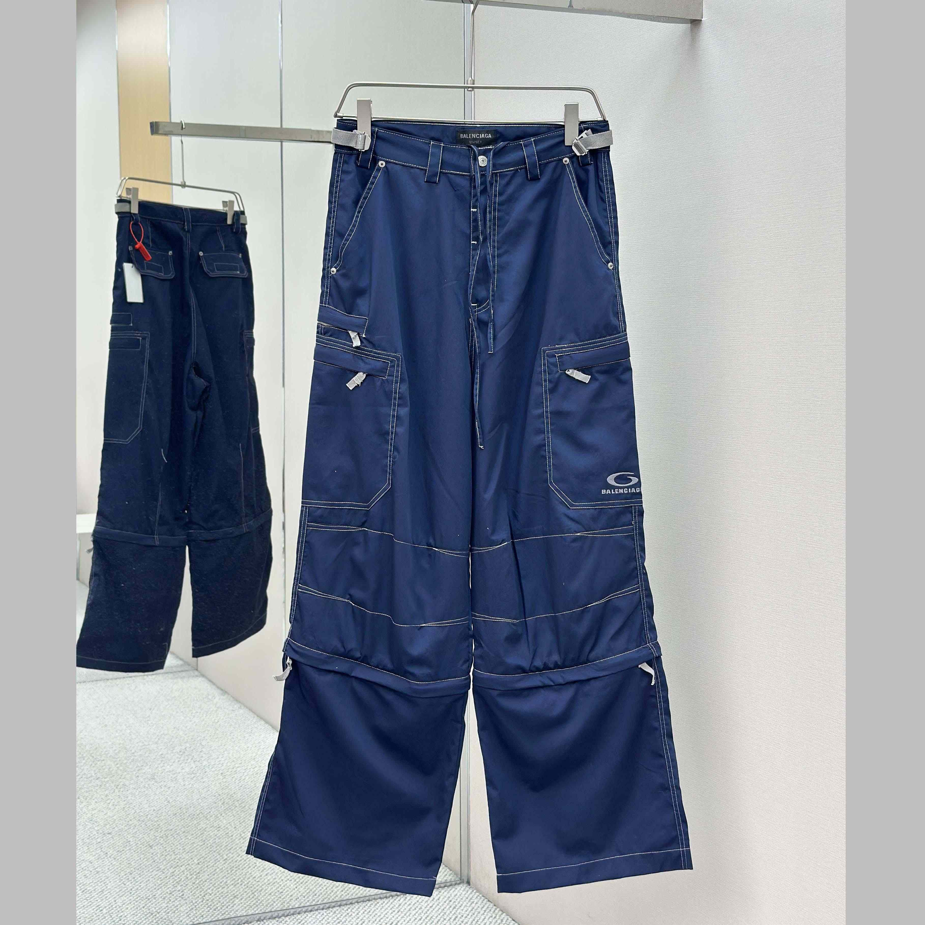 Balenciaga Utility Work Pants In Navy Mixed Cotton Twill - EUR FASHION