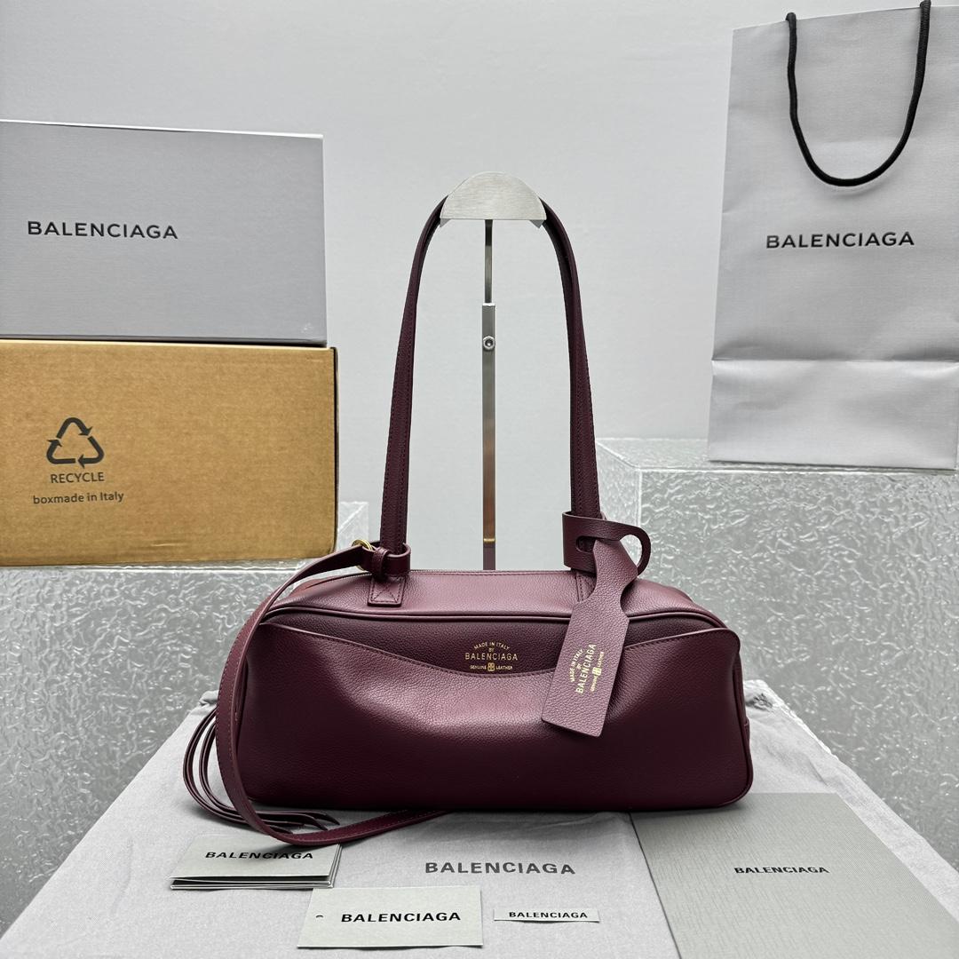 Balenciaga Carrie Bowling Bag Small In Dark Burgundy - EUR FASHION