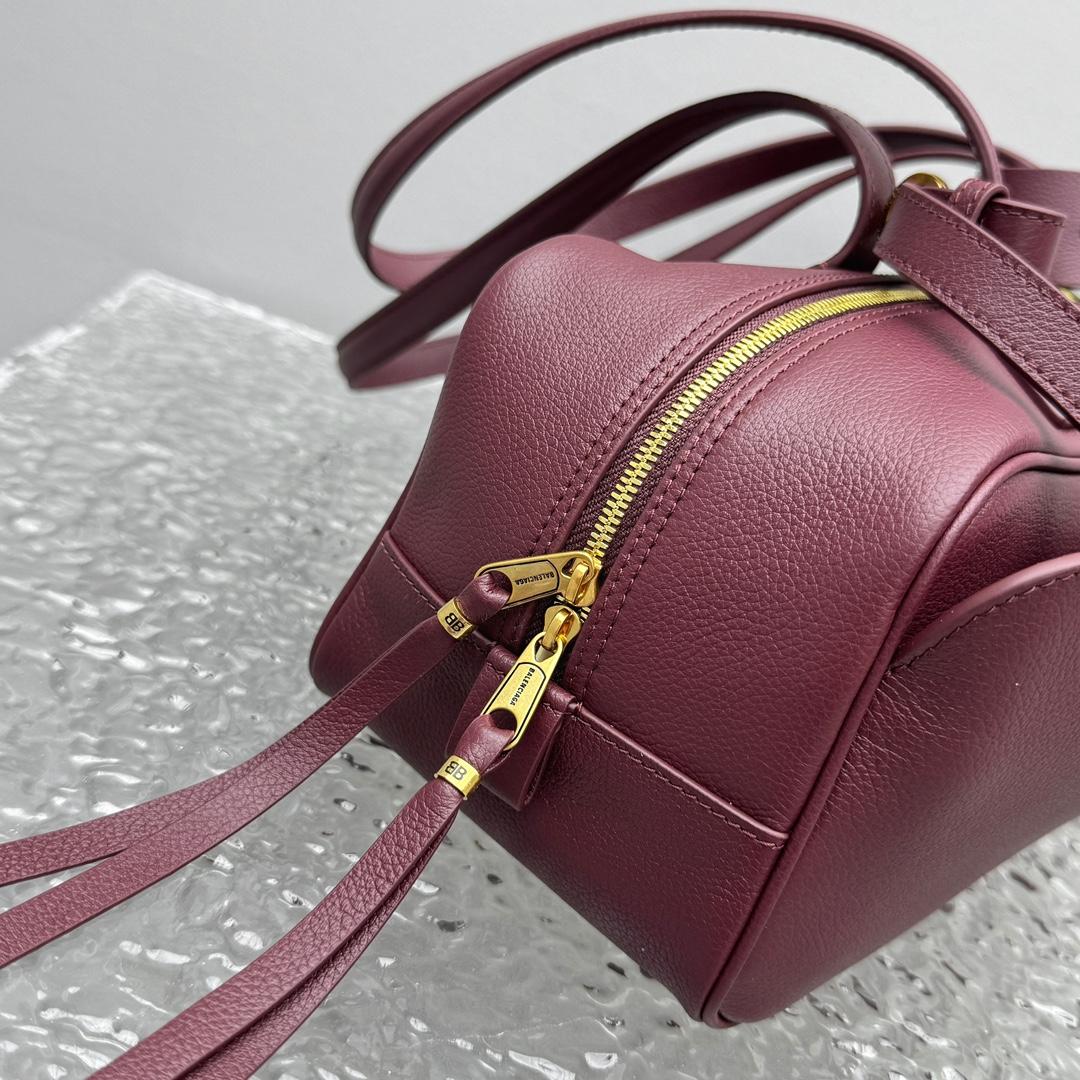 Balenciaga Carrie Bowling Bag Small In Dark Burgundy - EUR FASHION
