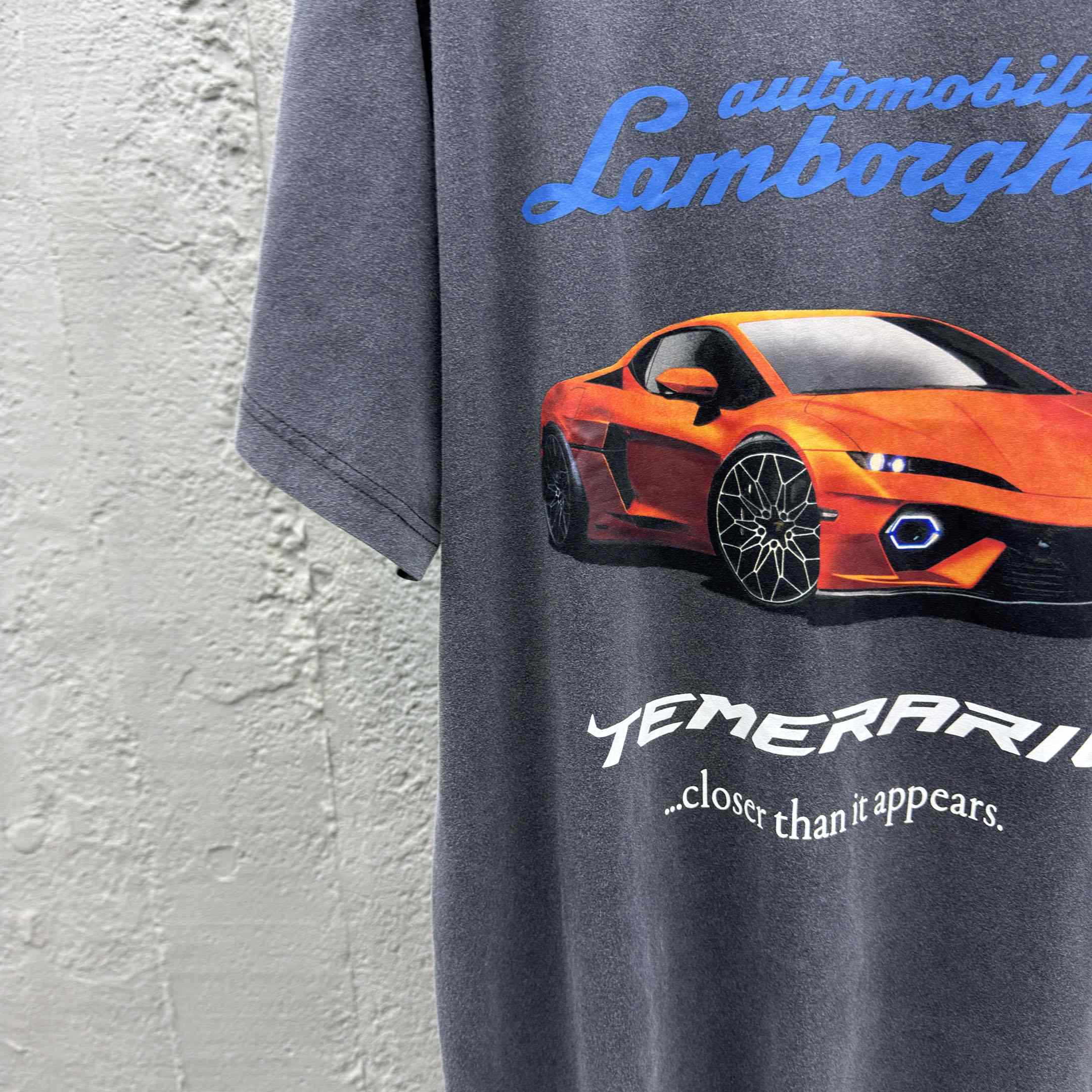 Balenciaga Automobili Lamborghini Oversized T-Shirt In Faded Black Dry Jersey - EUR FASHION