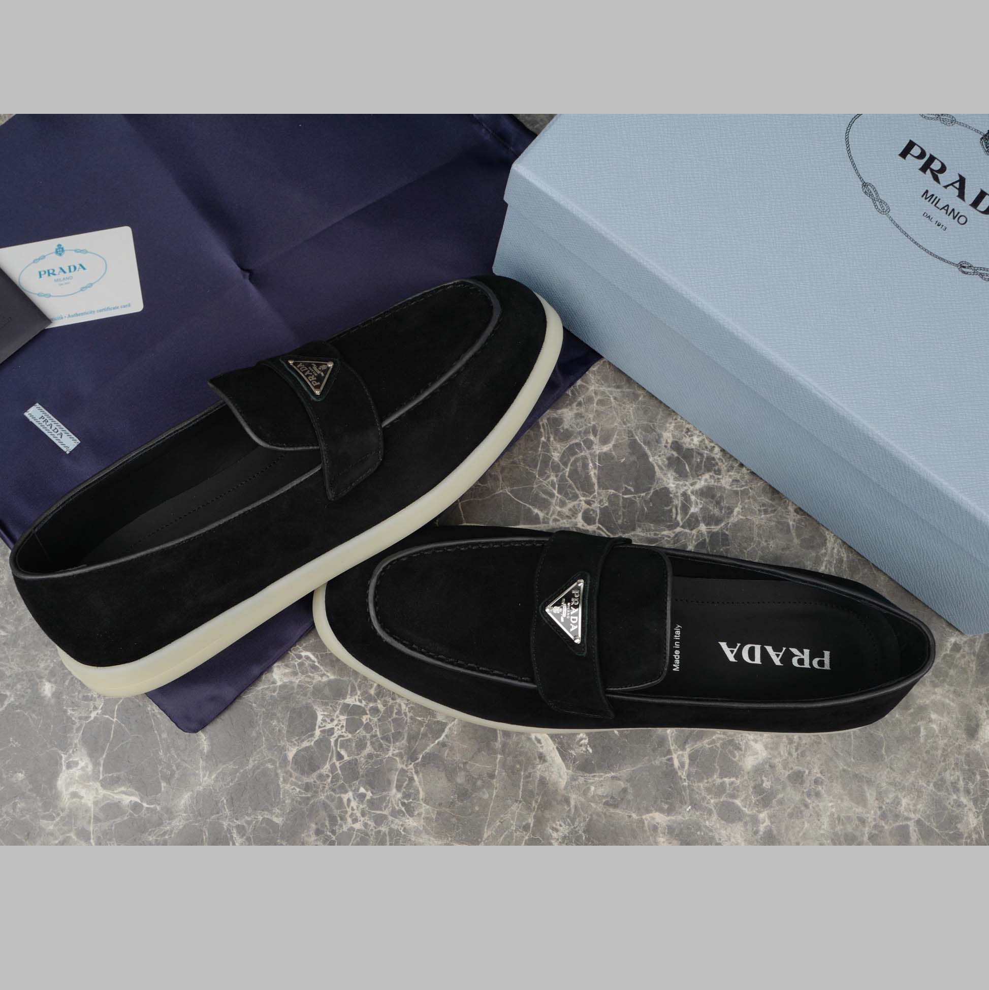 Prada Suede Leather Loafers - EUR FASHION
