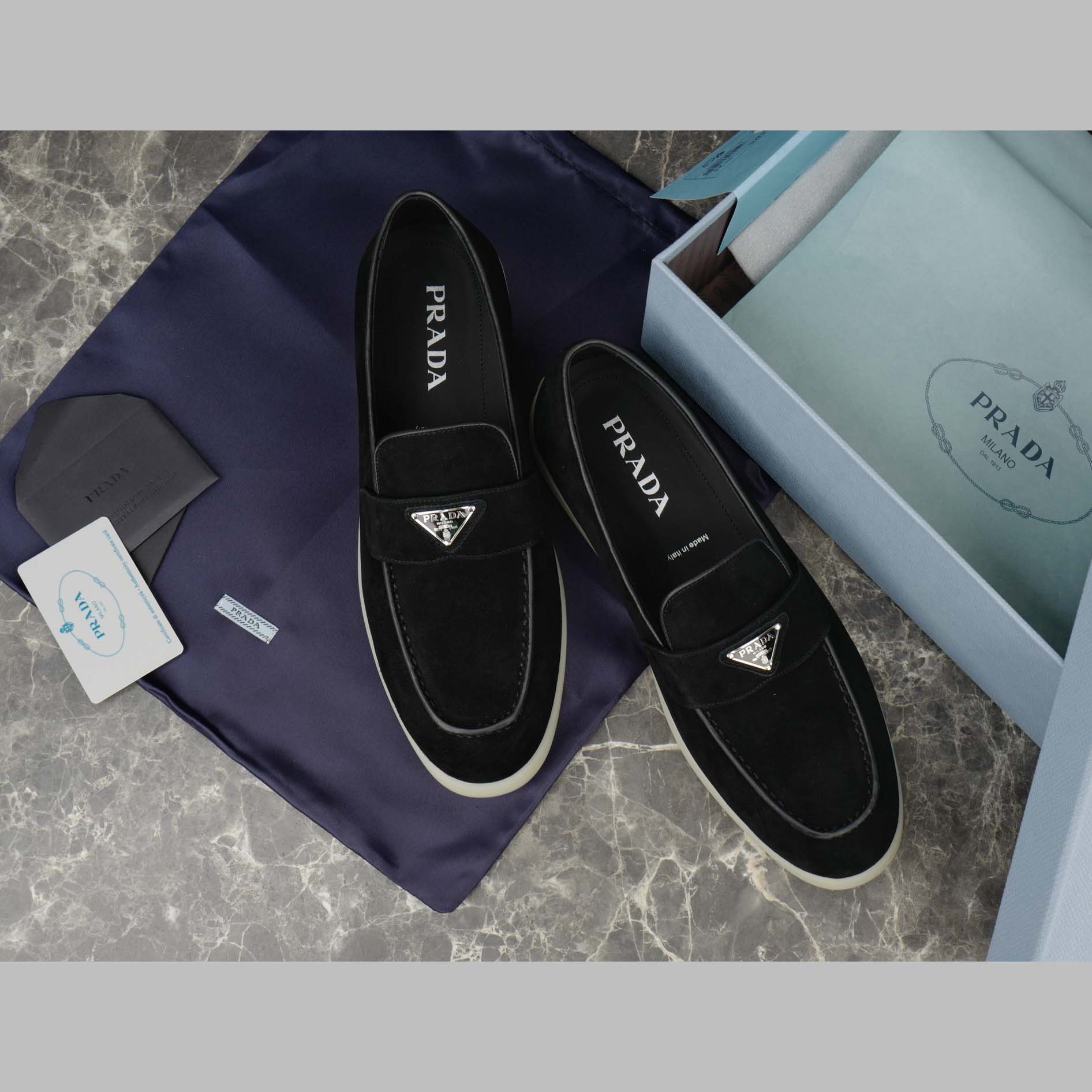 Prada Suede Leather Loafers - EUR FASHION