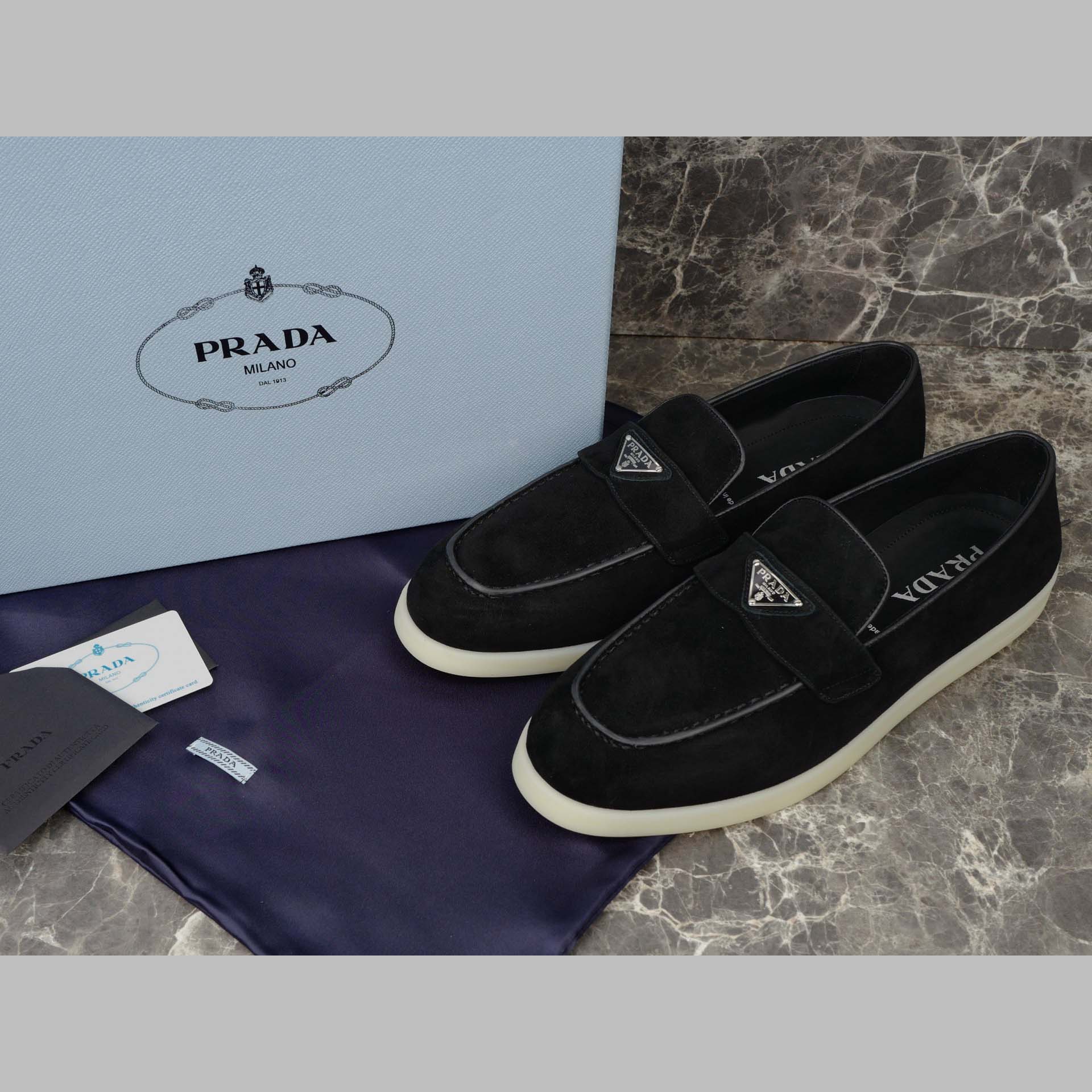 Prada Suede Leather Loafers - EUR FASHION