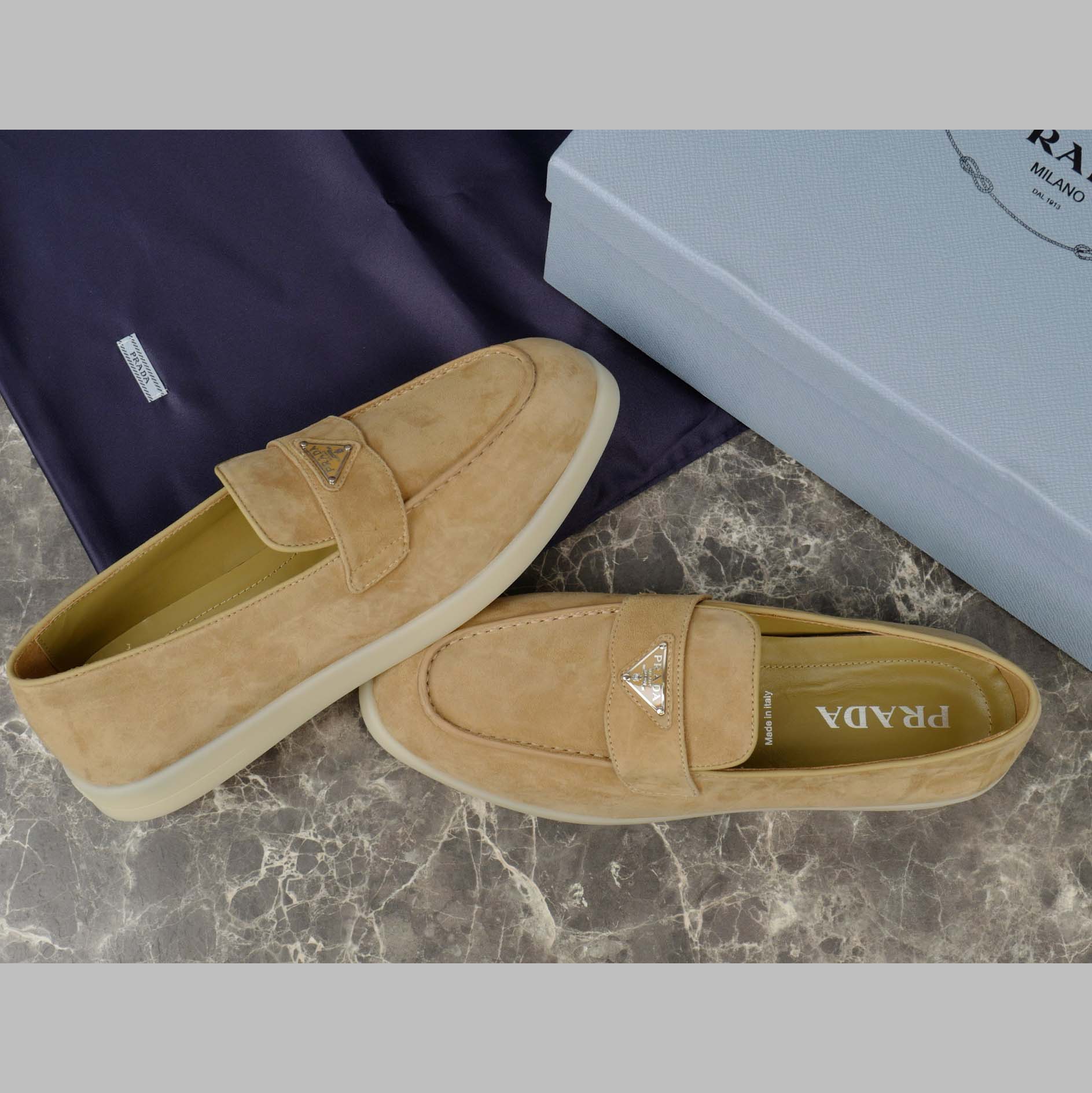 Prada Suede Leather Loafers - EUR FASHION