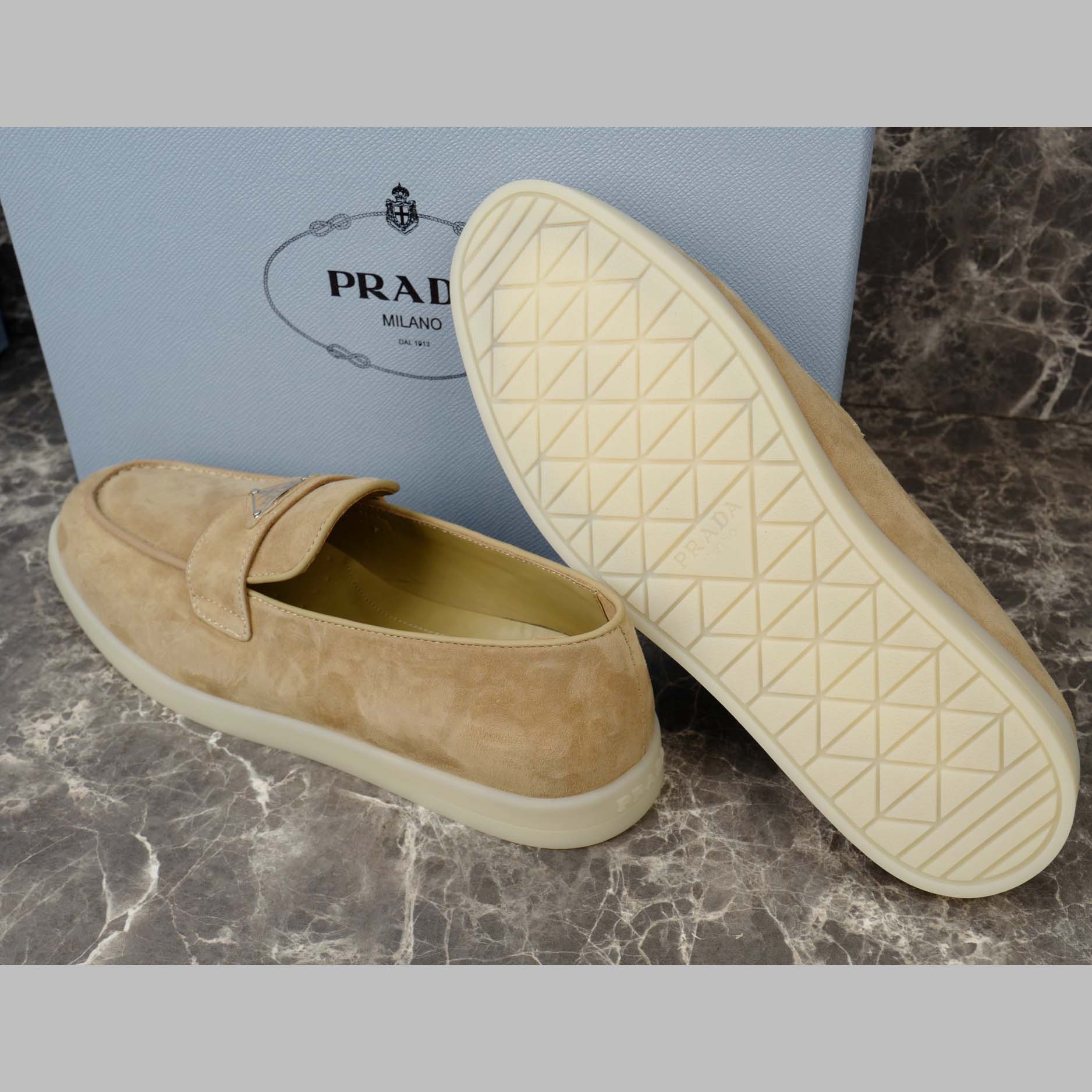 Prada Suede Leather Loafers - EUR FASHION