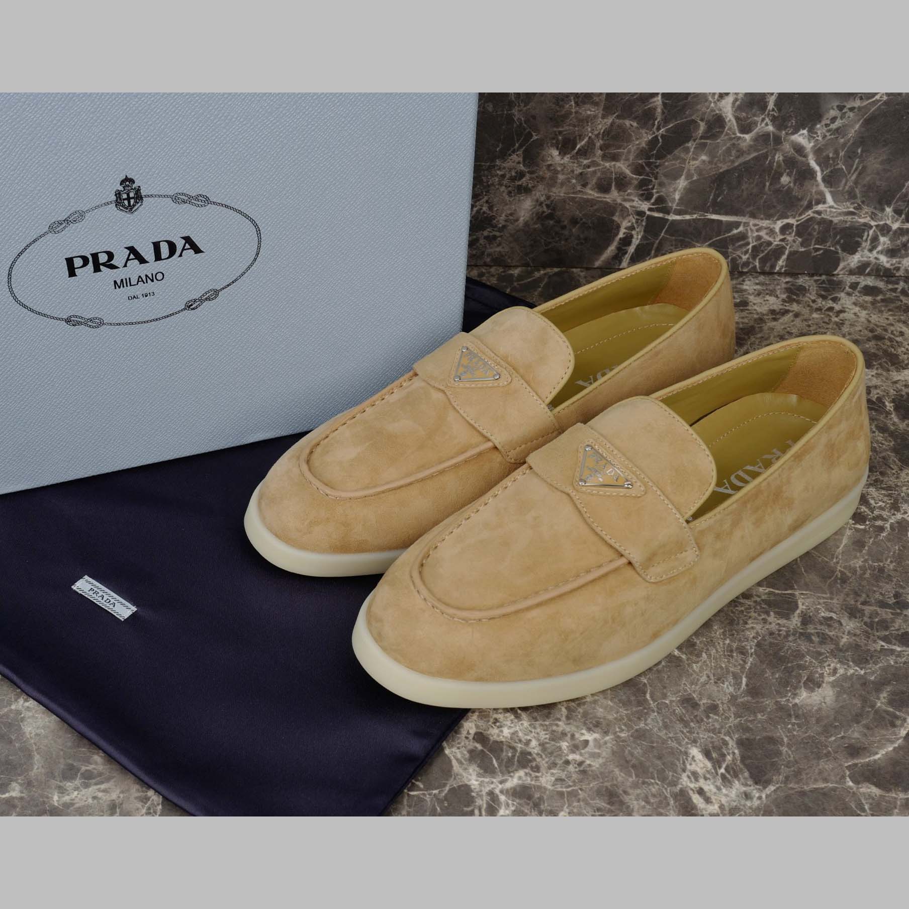 Prada Suede Leather Loafers - EUR FASHION