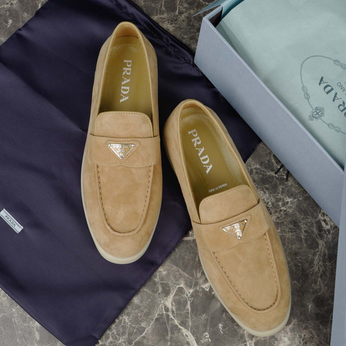 Prada Suede Leather Loafers - EUR FASHION