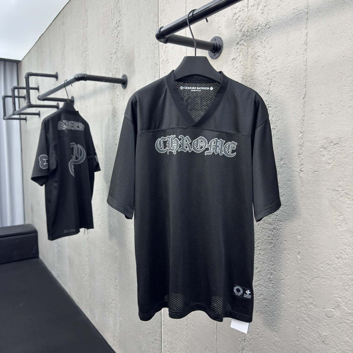 Chrome Hearts Stadium Mesh Short Sleeve Jersey Black - EUR FASHION