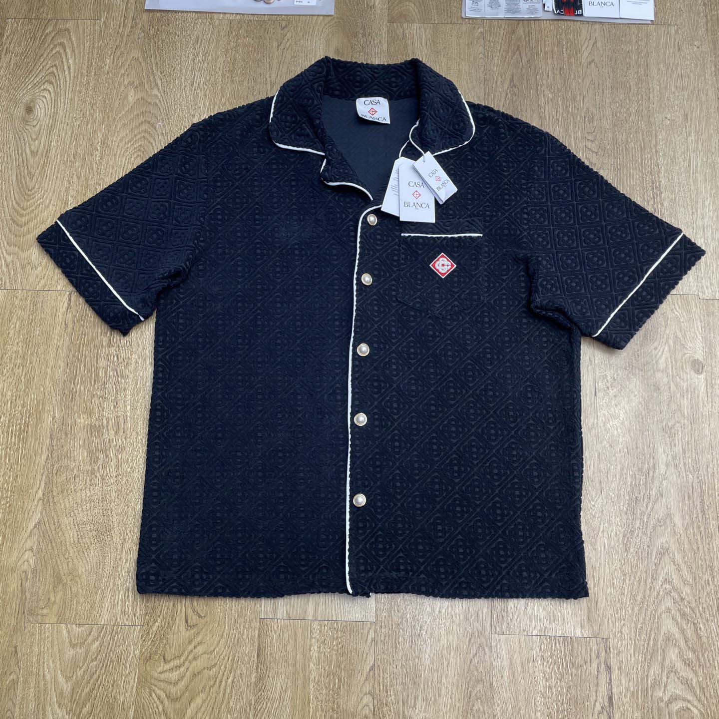 Casablanca Monogram Jacquard Towelling Short Sleeve Shirt   c1028 - EUR FASHION