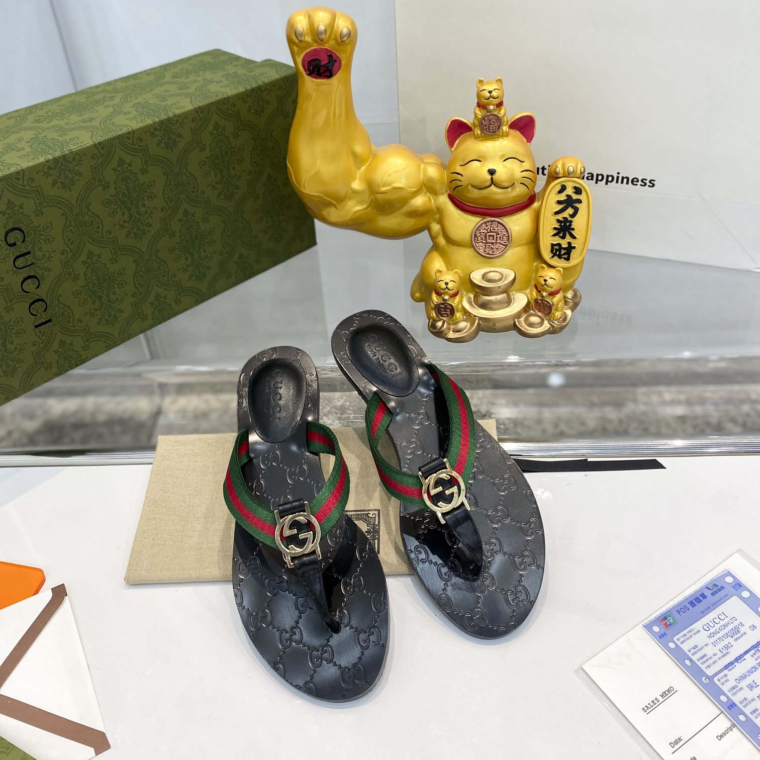 Gucci Thong Sandal With Web - EUR FASHION