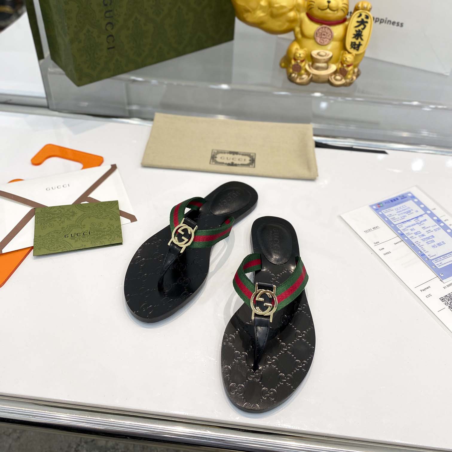 Gucci Thong Sandal With Web - EUR FASHION