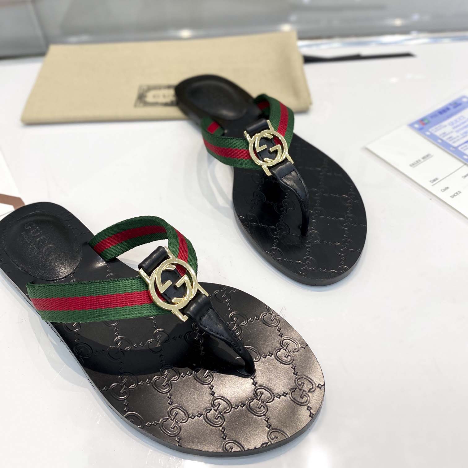 Gucci Thong Sandal With Web - EUR FASHION