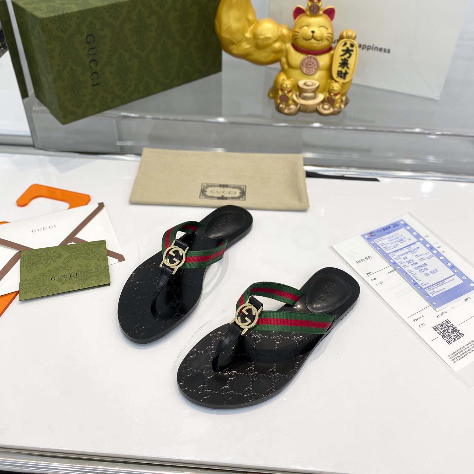 Gucci Thong Sandal With Web - EUR FASHION