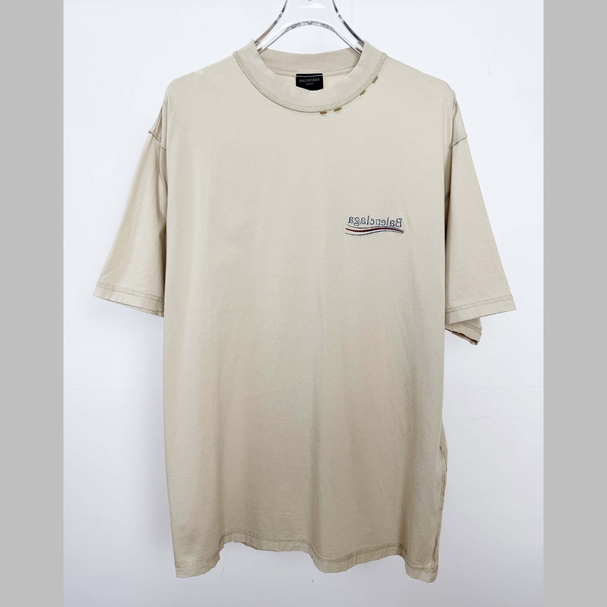 Balenciaga Embroidered Logo Wave Political Campaign T-Shirt  - EUR FASHION