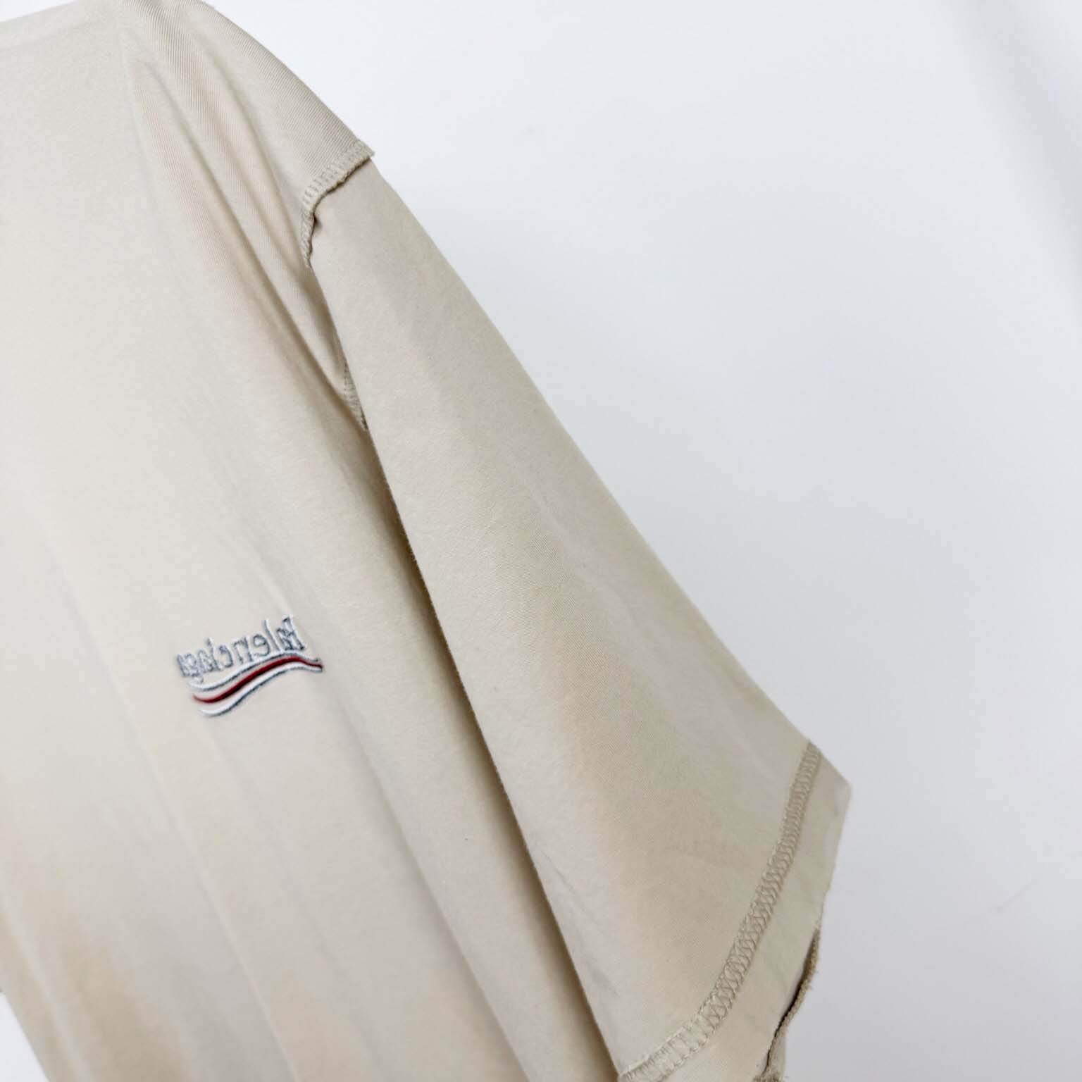 Balenciaga Embroidered Logo Wave Political Campaign T-Shirt  - EUR FASHION