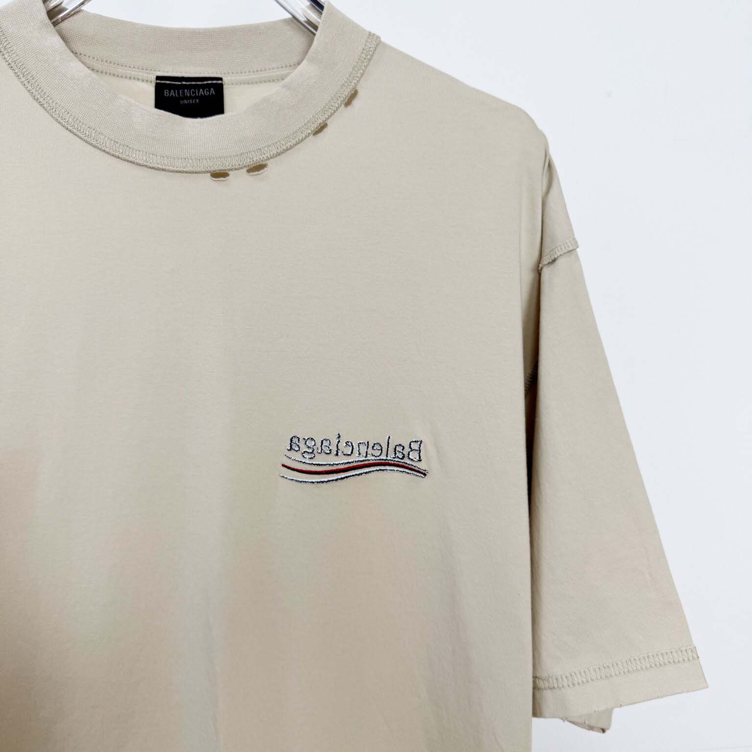 Balenciaga Embroidered Logo Wave Political Campaign T-Shirt  - EUR FASHION