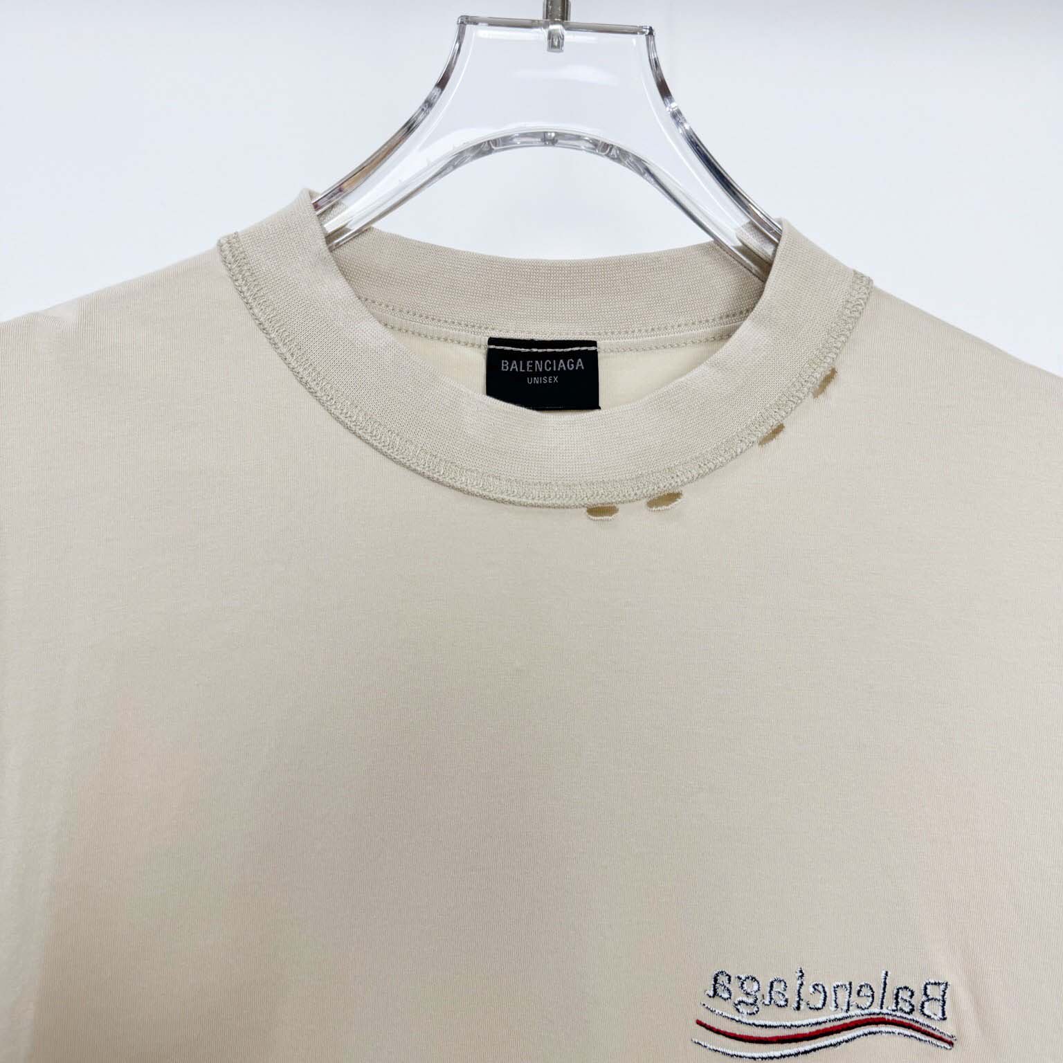 Balenciaga Embroidered Logo Wave Political Campaign T-Shirt  - EUR FASHION