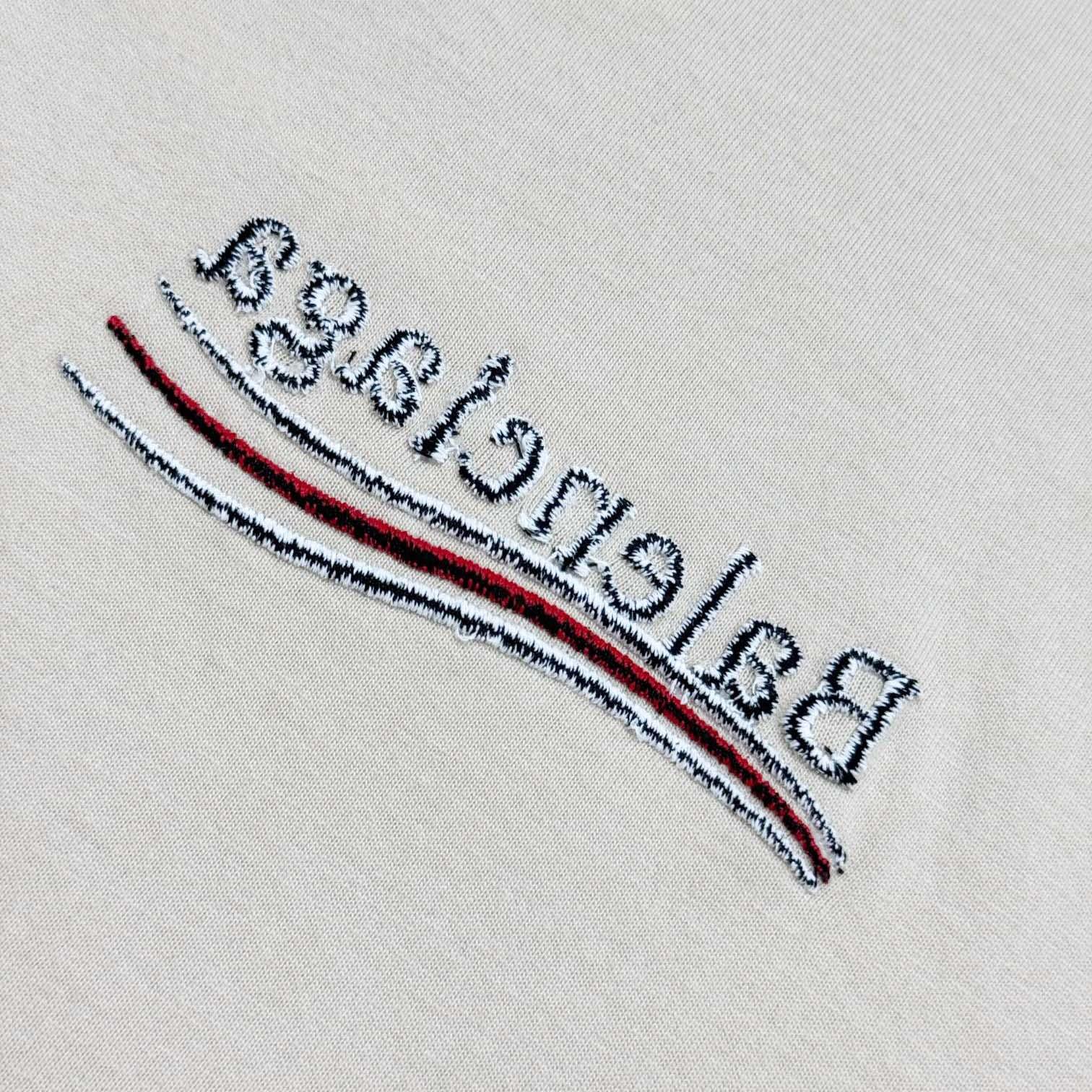 Balenciaga Embroidered Logo Wave Political Campaign T-Shirt  - EUR FASHION