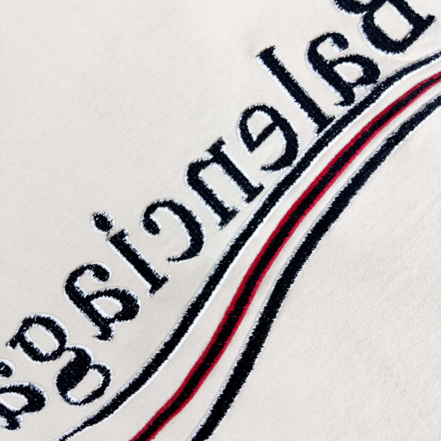 Balenciaga Embroidered Logo Wave Political Campaign T-Shirt  - EUR FASHION