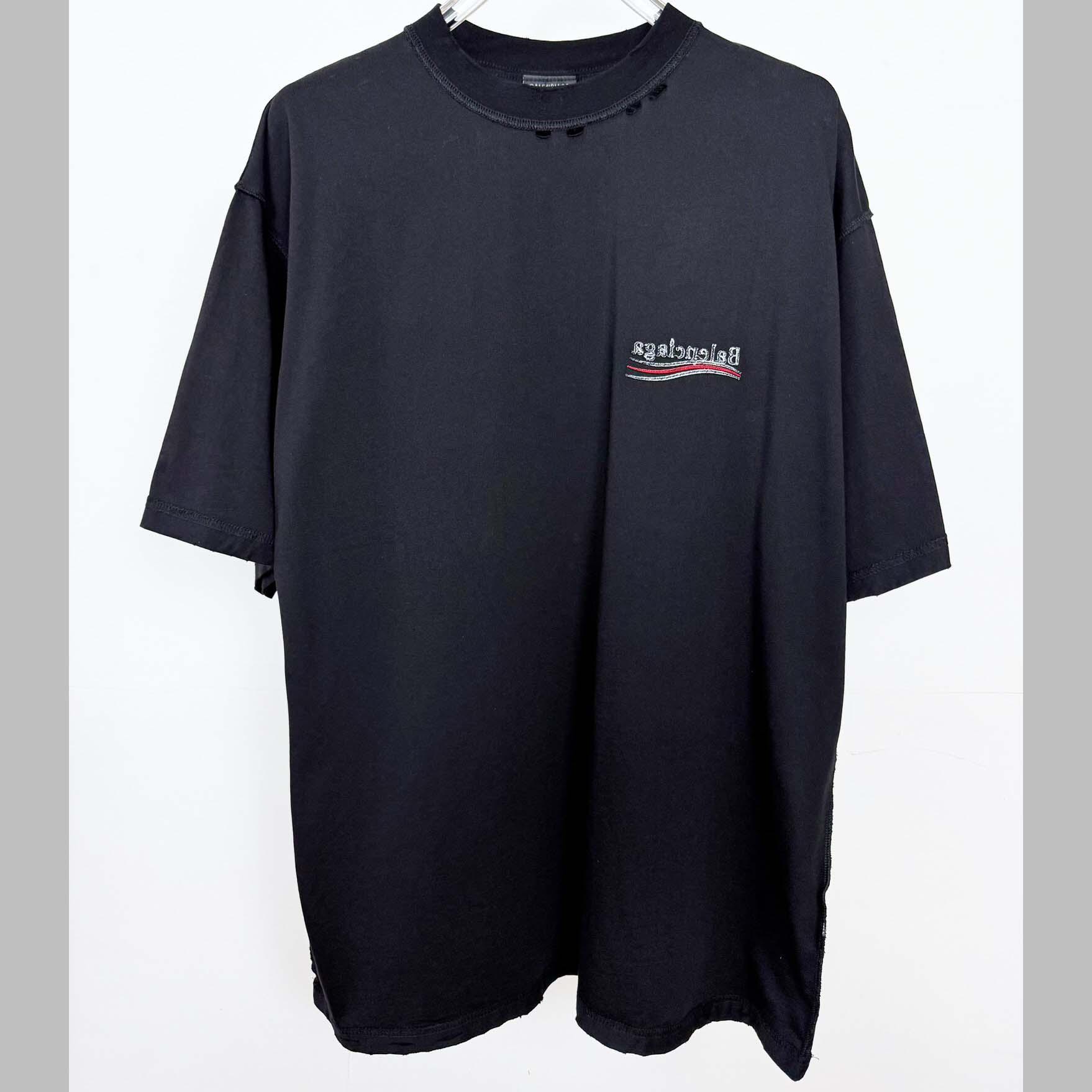 Balenciaga Embroidered Logo Wave Political Campaign T-Shirt  - EUR FASHION