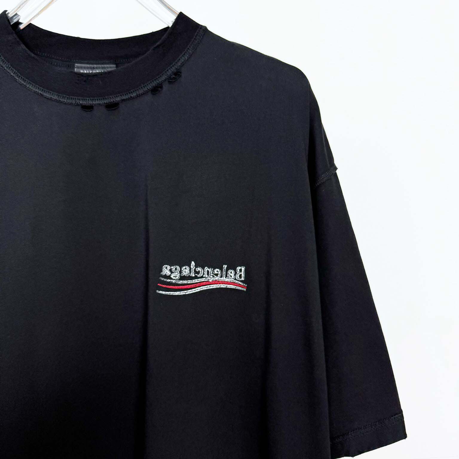 Balenciaga Embroidered Logo Wave Political Campaign T-Shirt  - EUR FASHION