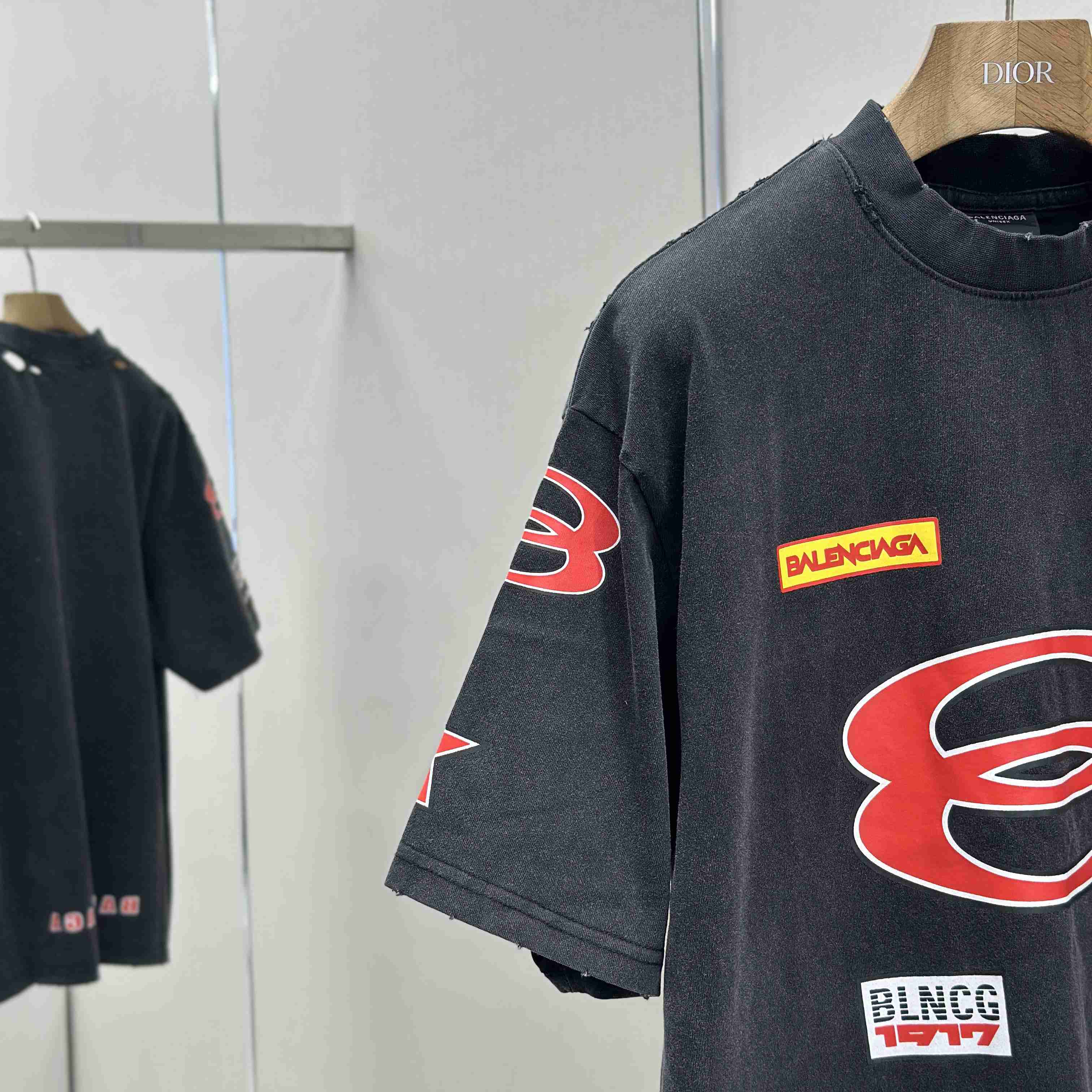 Balenciaga Sponsor Logos T-Shirt Oversized In Faded Washed Black - EUR FASHION