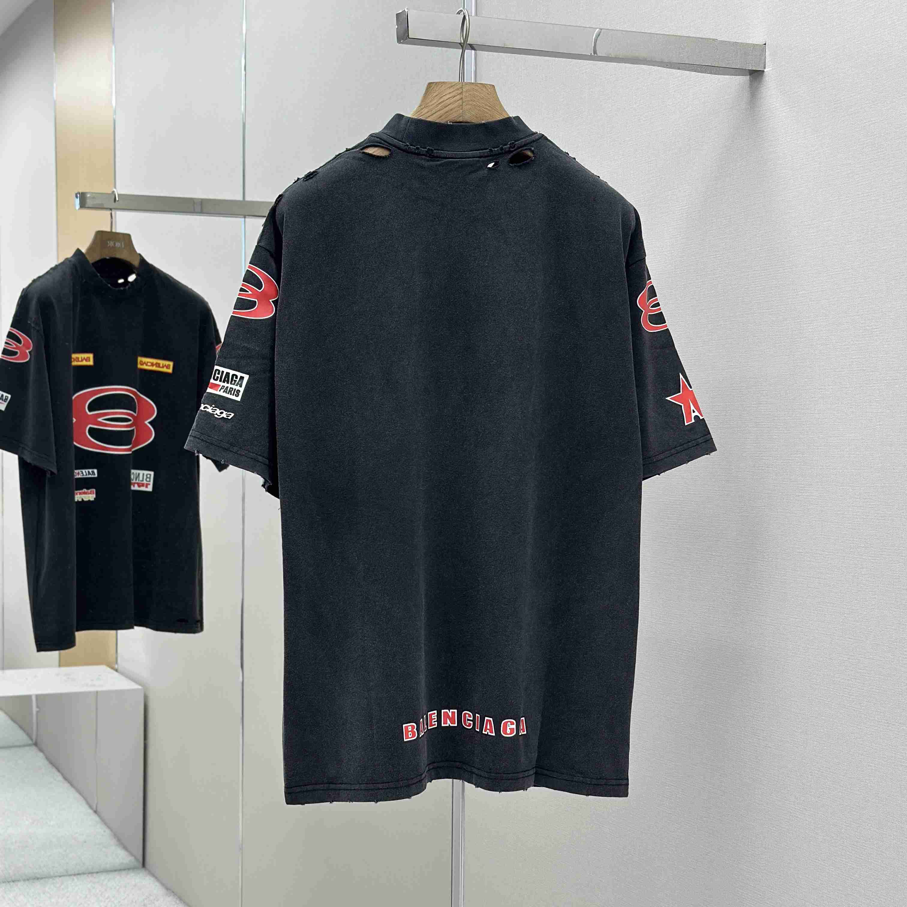 Balenciaga Sponsor Logos T-Shirt Oversized In Faded Washed Black - EUR FASHION